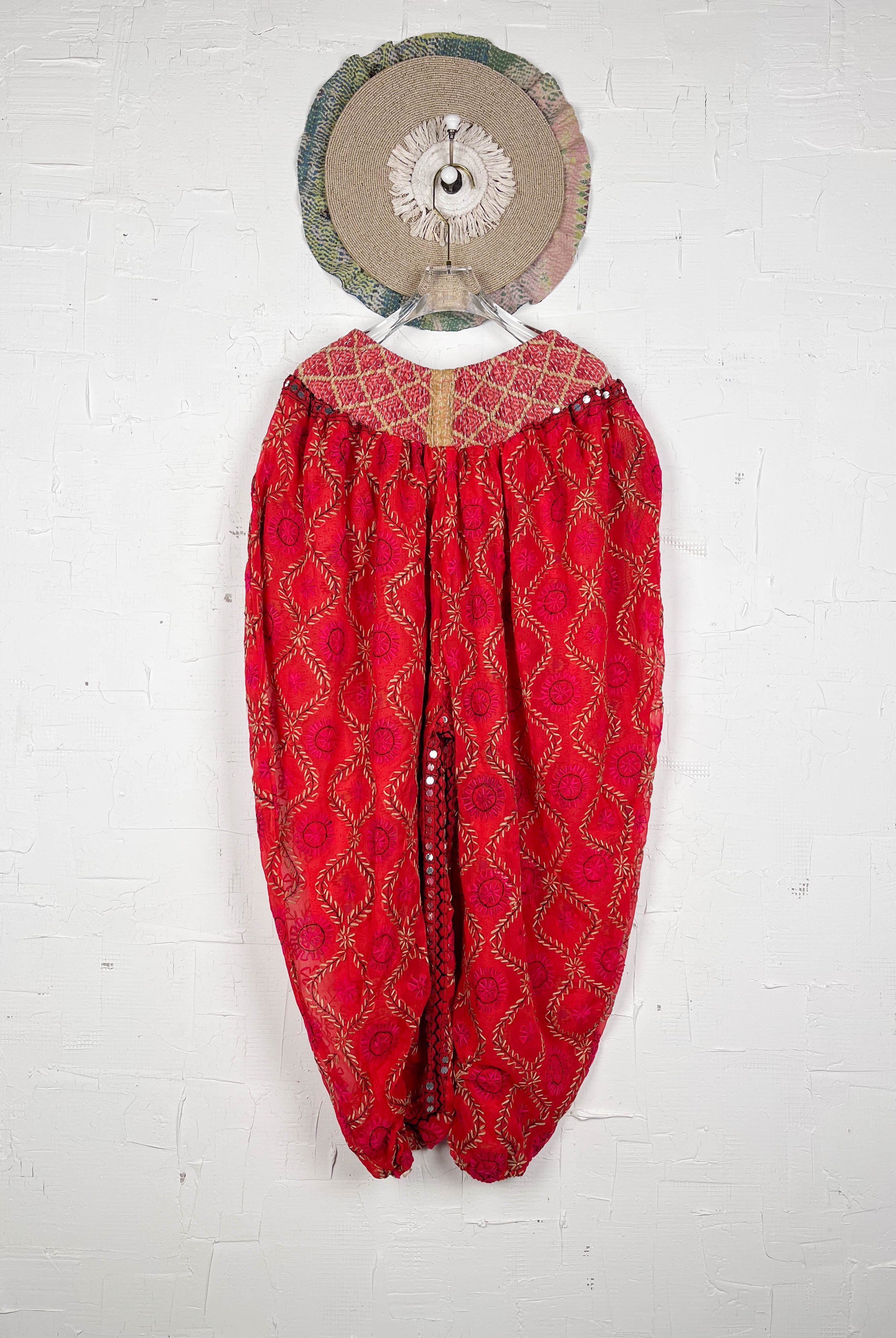 Red summer floral pants - Love Protect Sustain