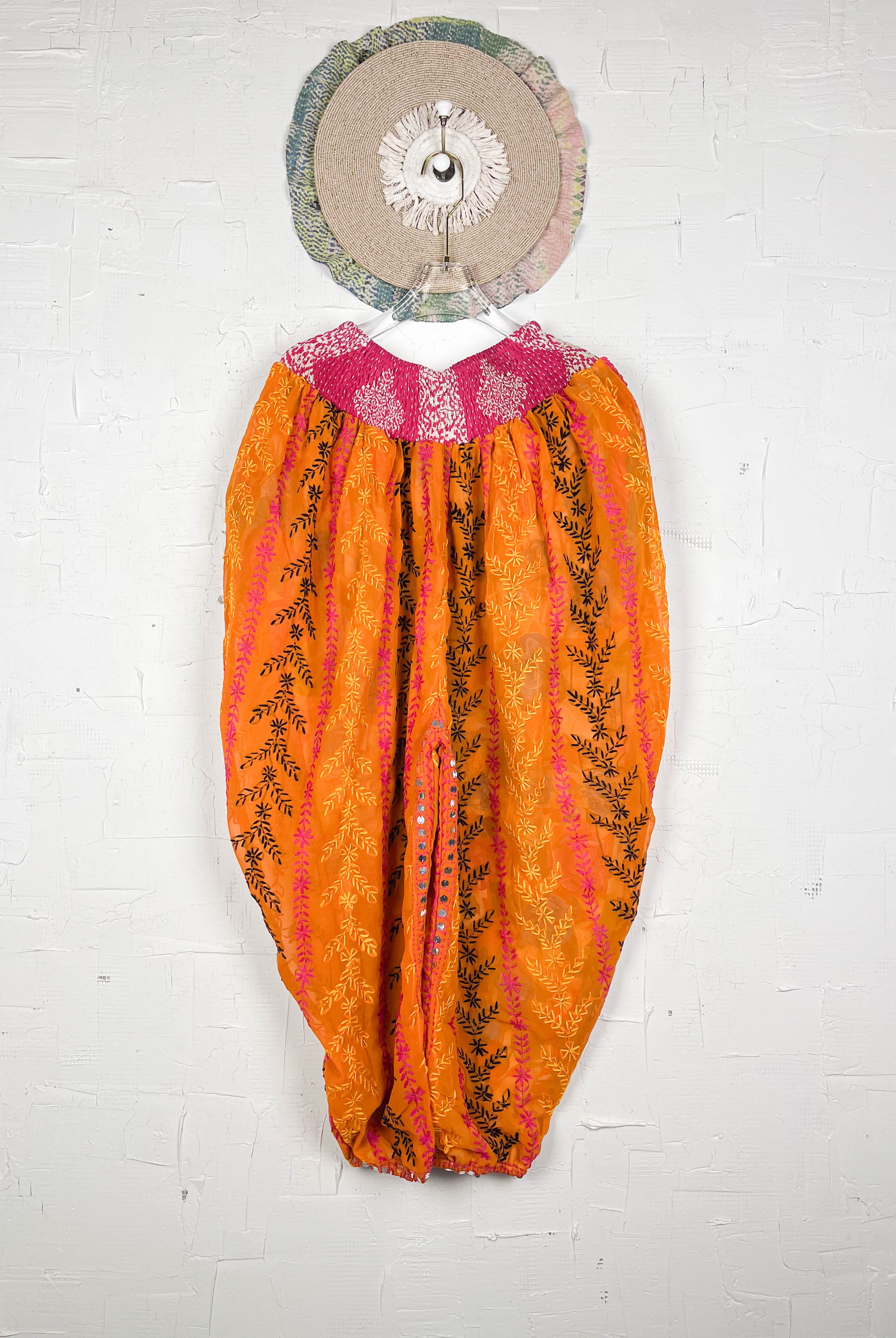 Relaxed fit embroidered pants - Love Protect Sustain