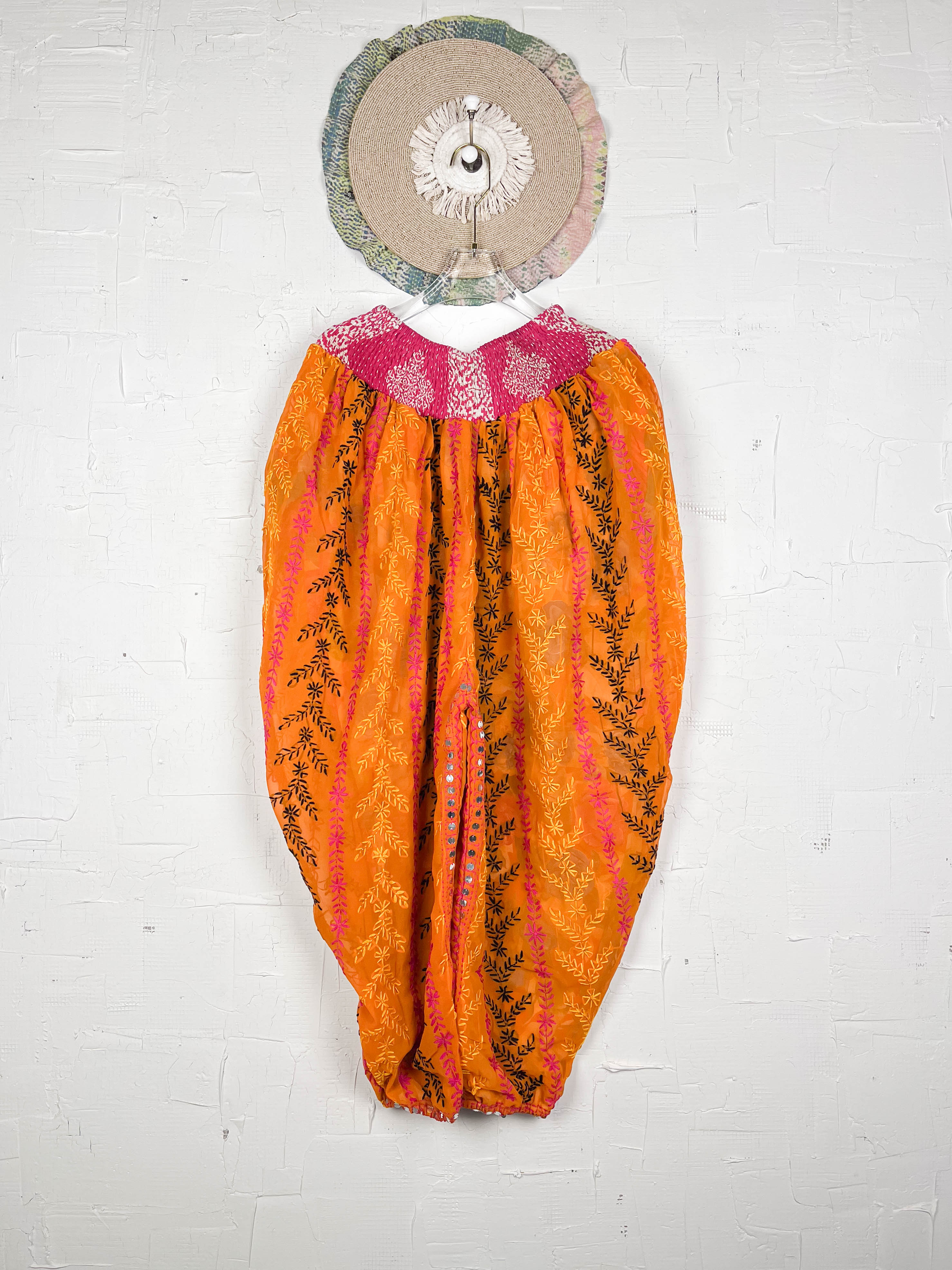 Relaxed fit embroidered pants - Love Protect Sustain