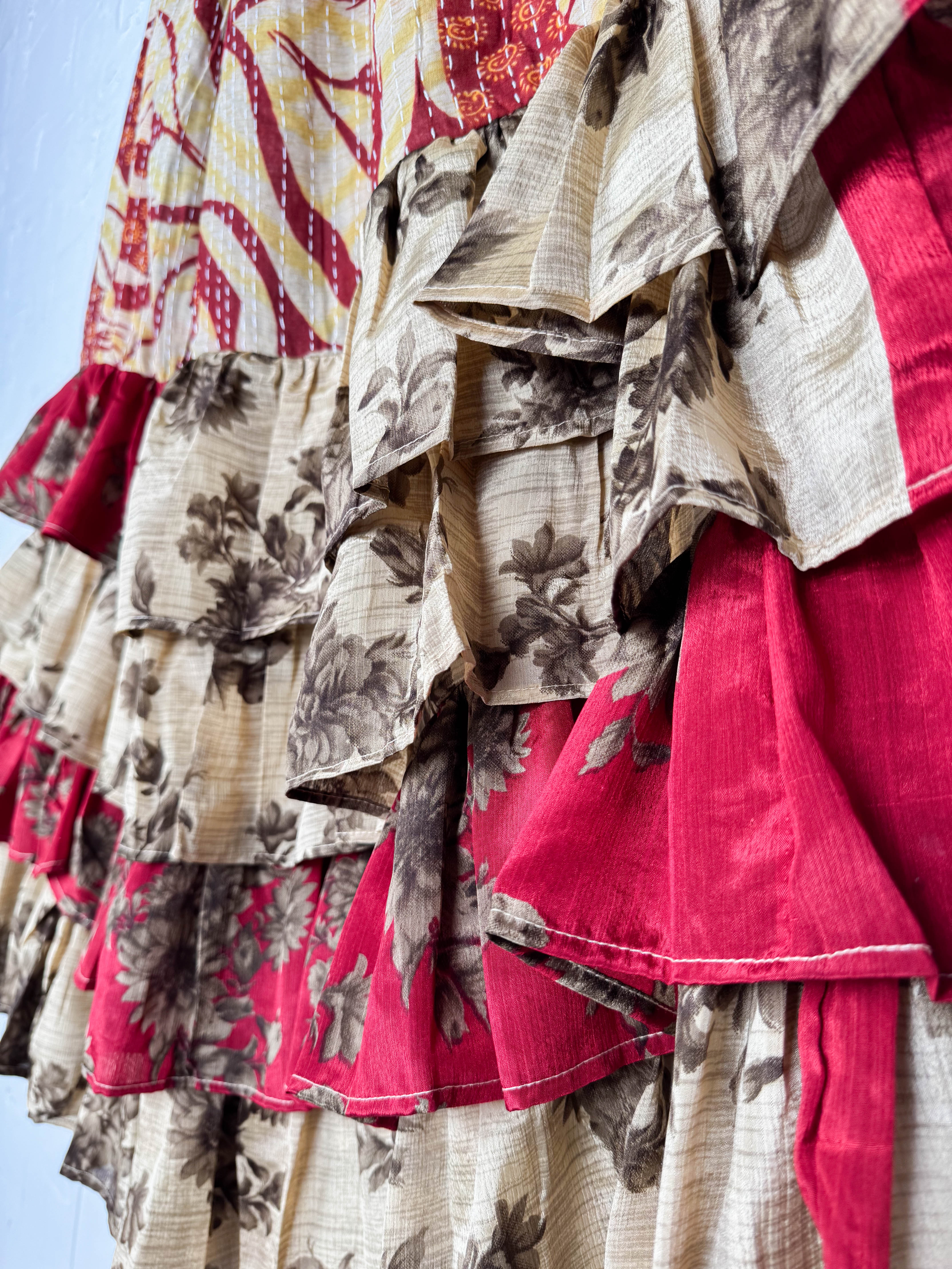 Relaxed fit kantha silk pants - Love Protect Sustain