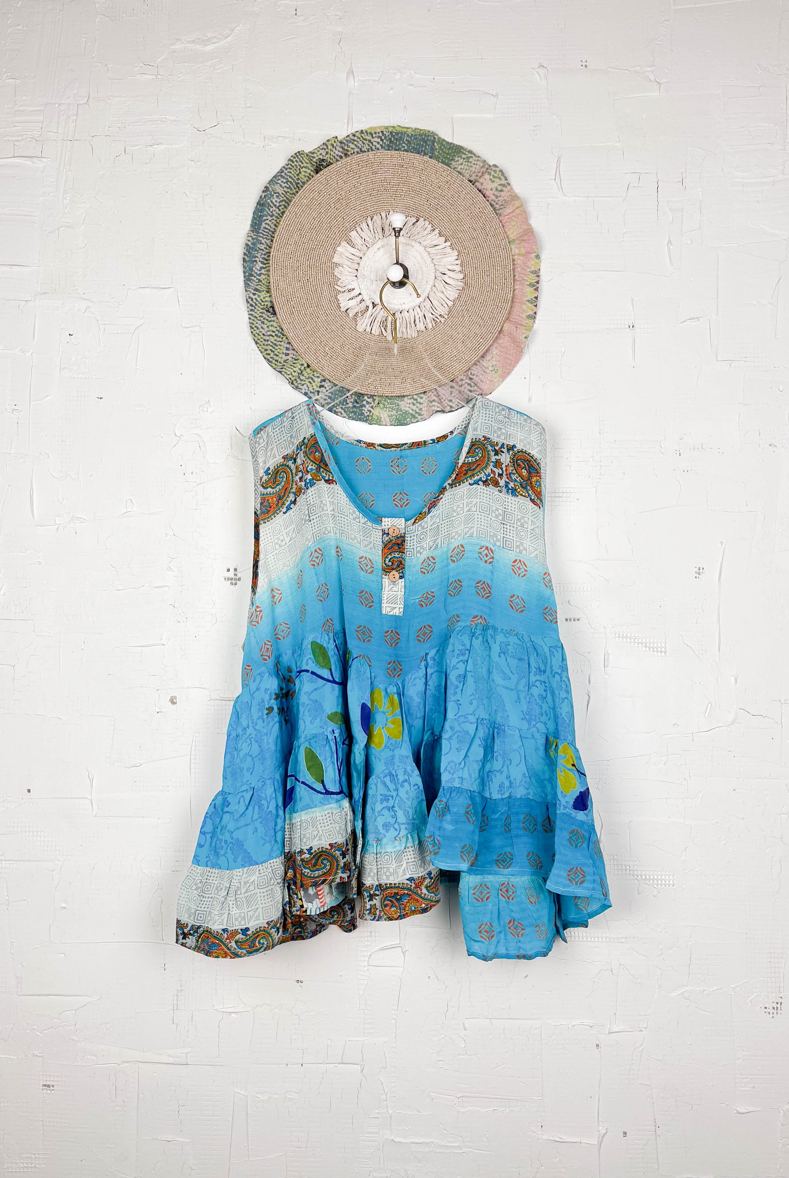 Retro patchwork silk blouse - Love Protect Sustain