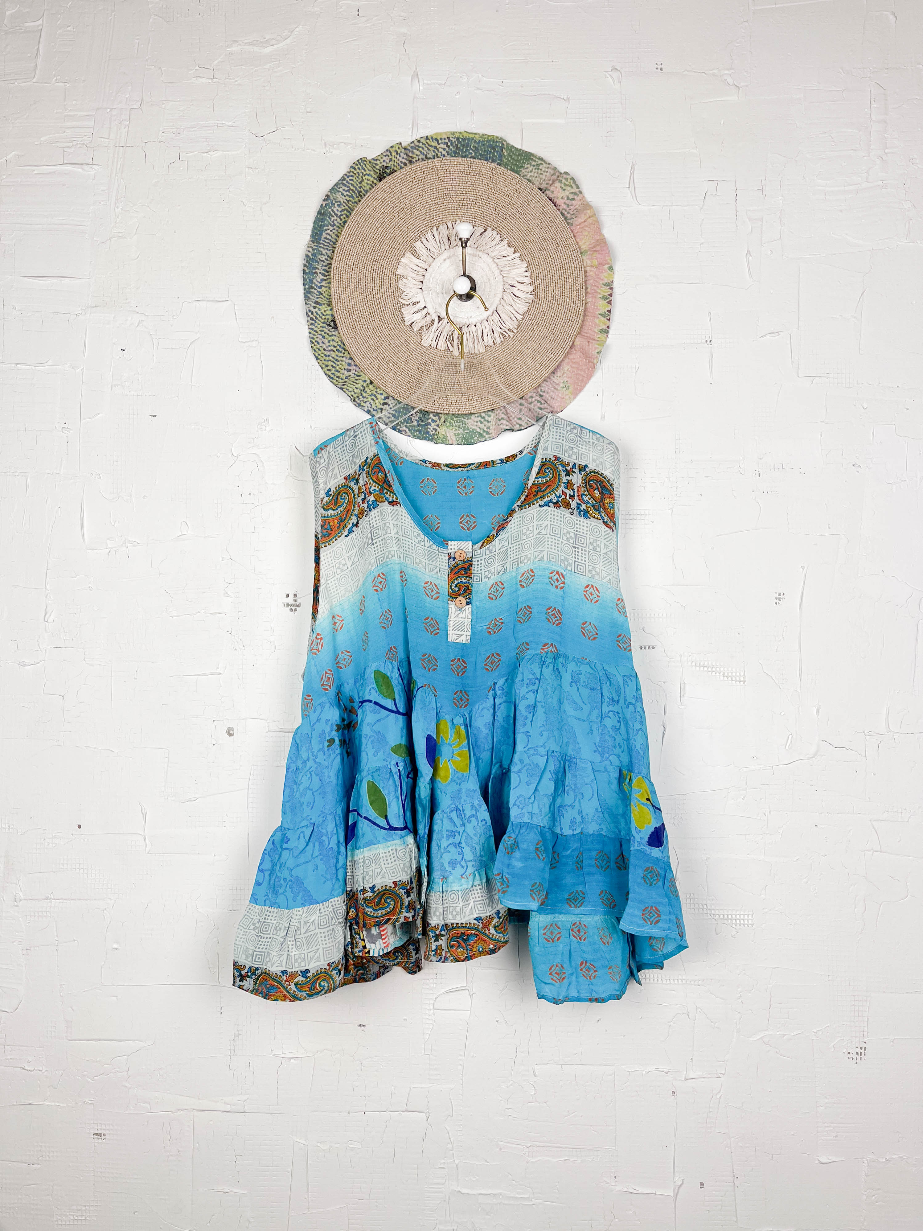Retro patchwork silk blouse - Love Protect Sustain