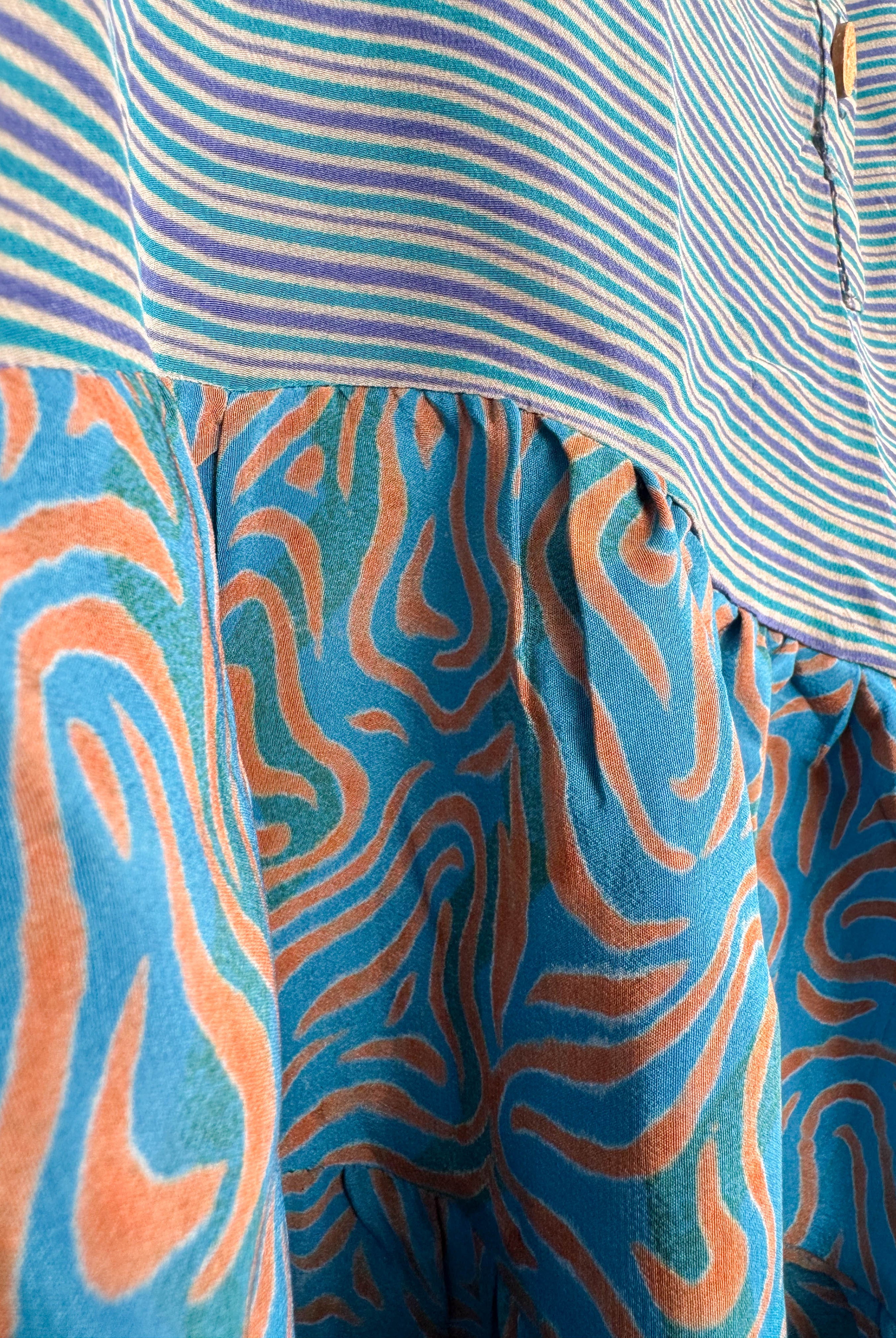 Retro silk patchwork top - Love Protect Sustain