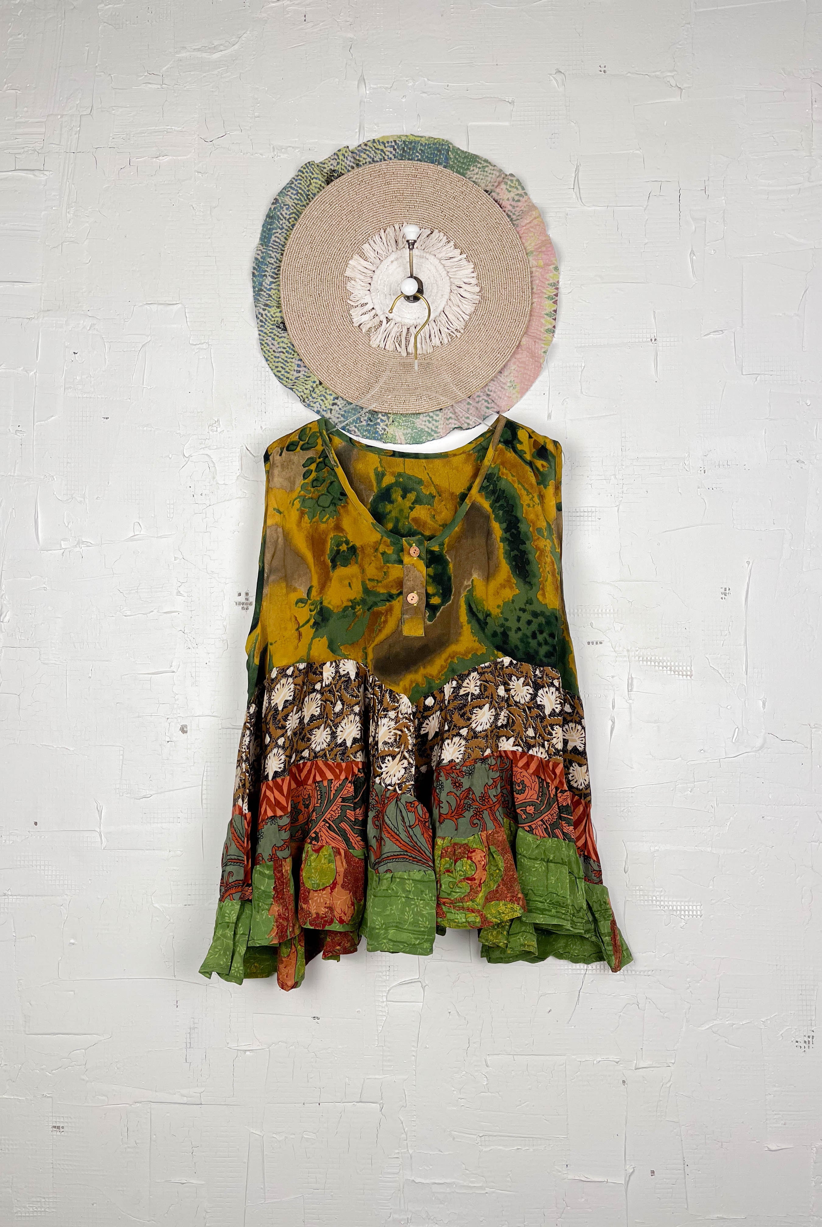 Retro silk patchwork top - Love Protect Sustain