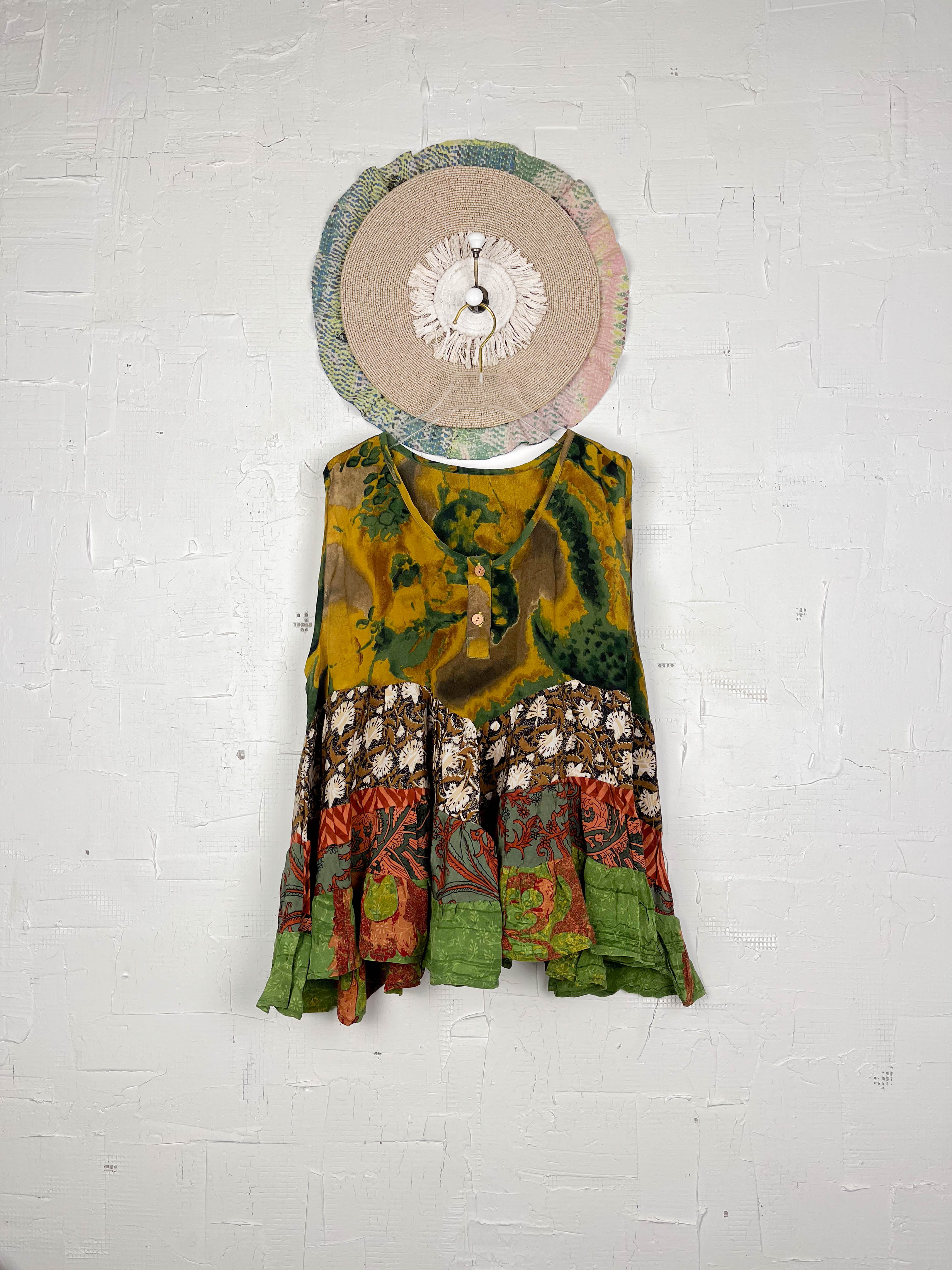 Retro silk patchwork top - Love Protect Sustain