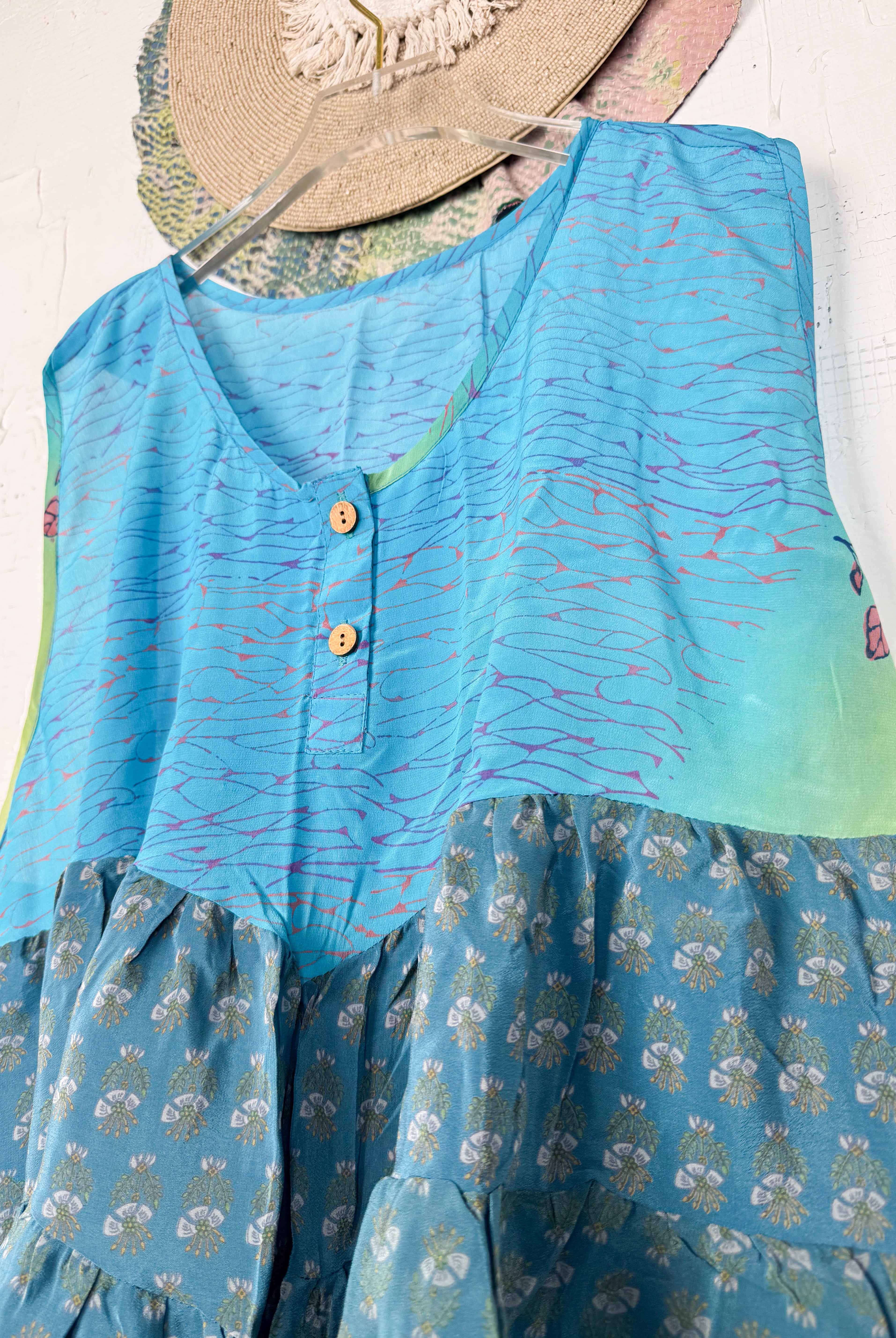 Retro silk patchwork top - Love Protect Sustain