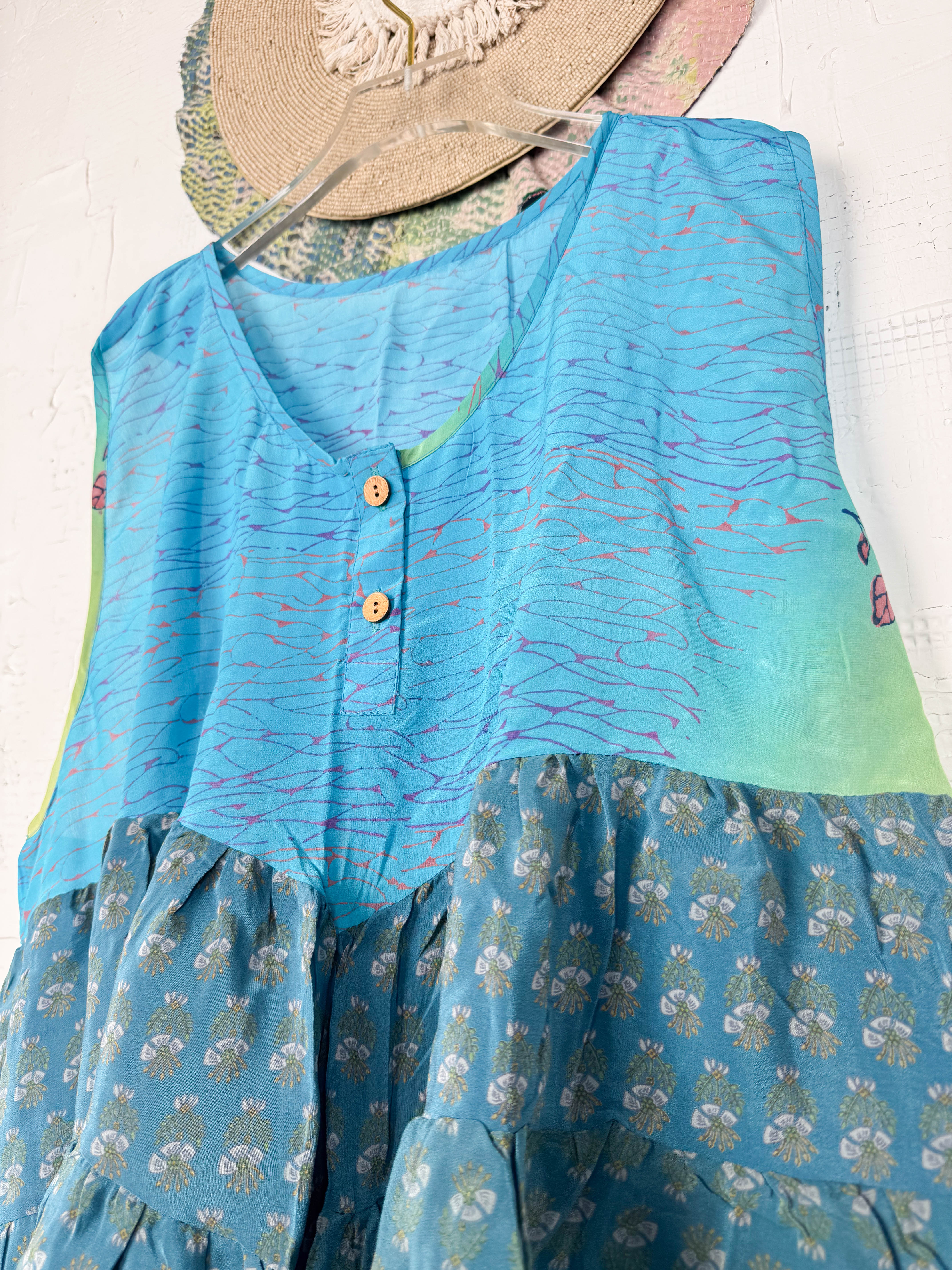 Retro silk patchwork top - Love Protect Sustain