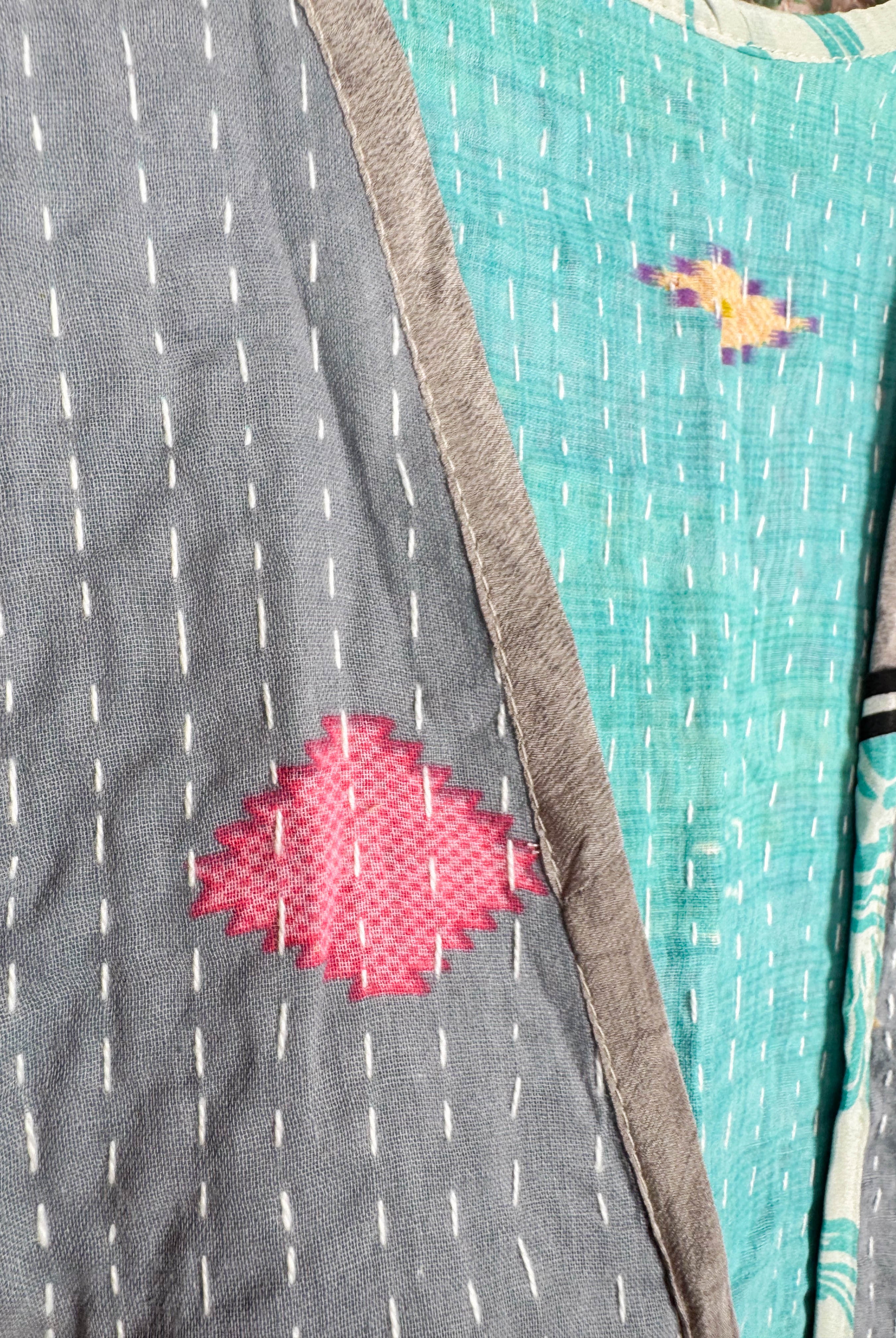 Reversible silk kantha top - Love Protect Sustain