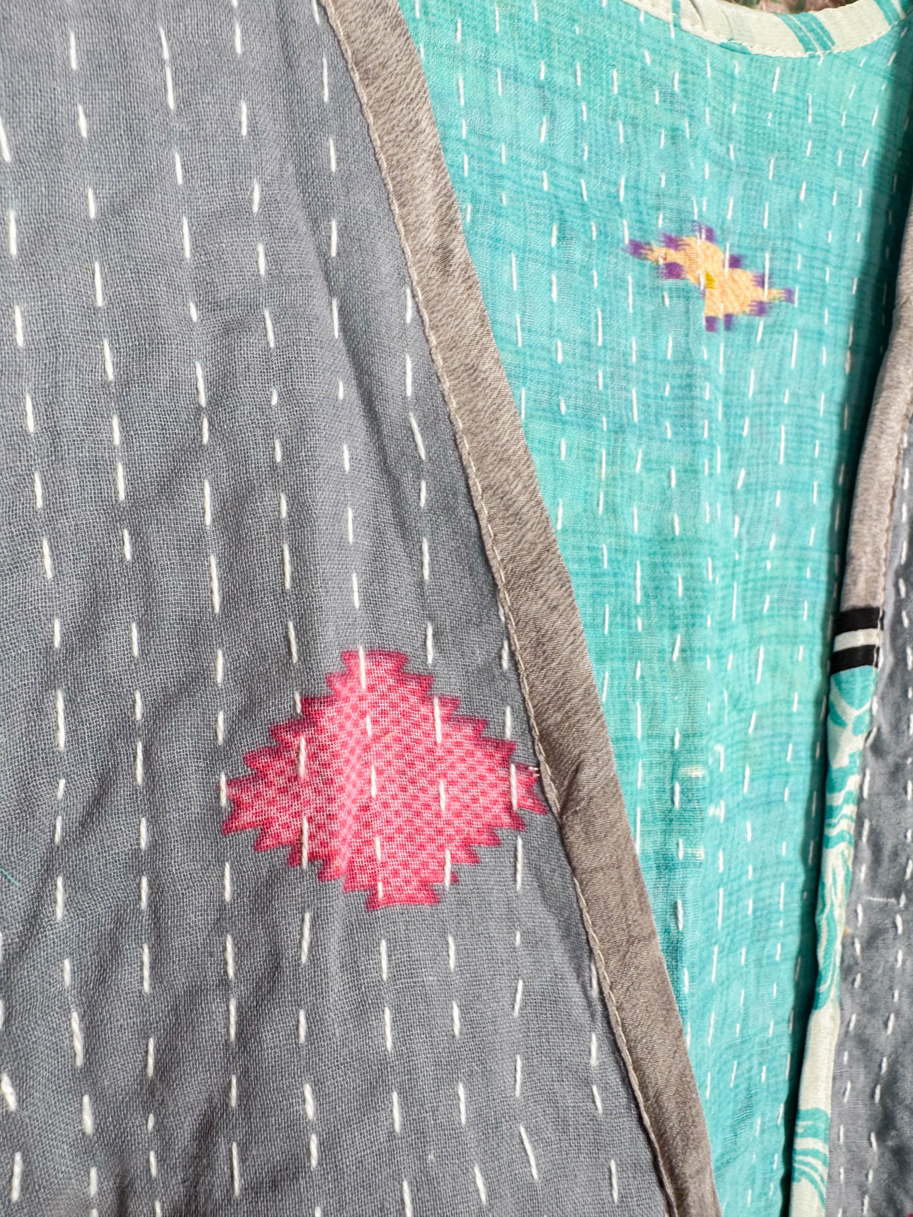 Reversible silk kantha top - Love Protect Sustain