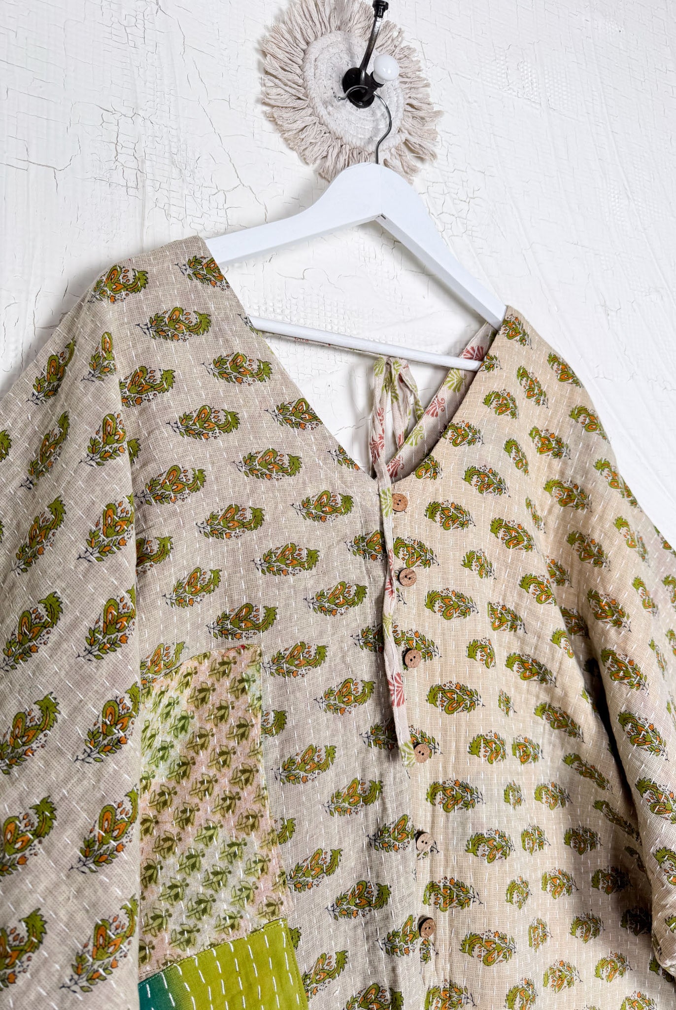 Reversible vintage Kantha stitch one size jumper - Love Protect Sustain