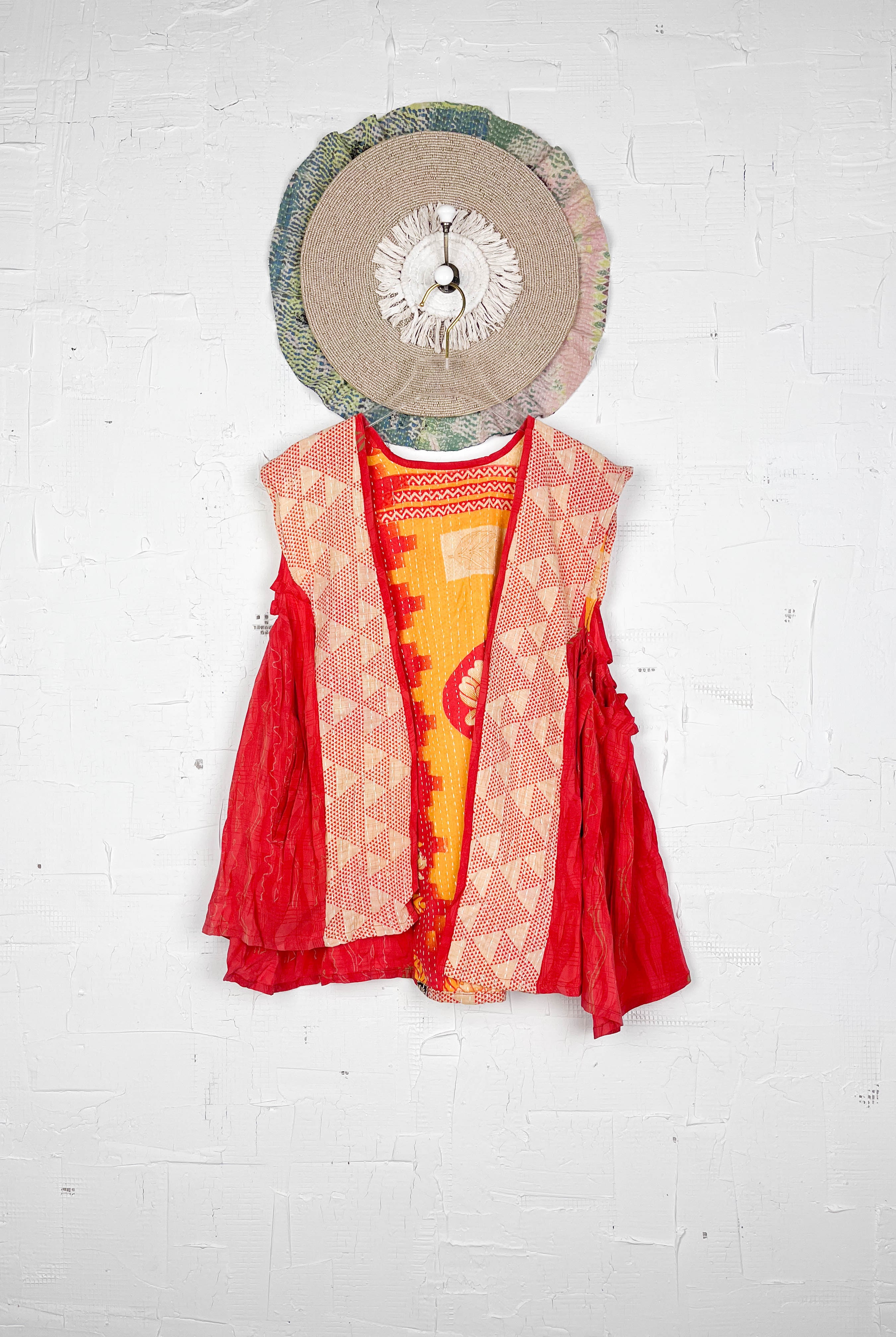 Silk kantha vest - Love Protect Sustain