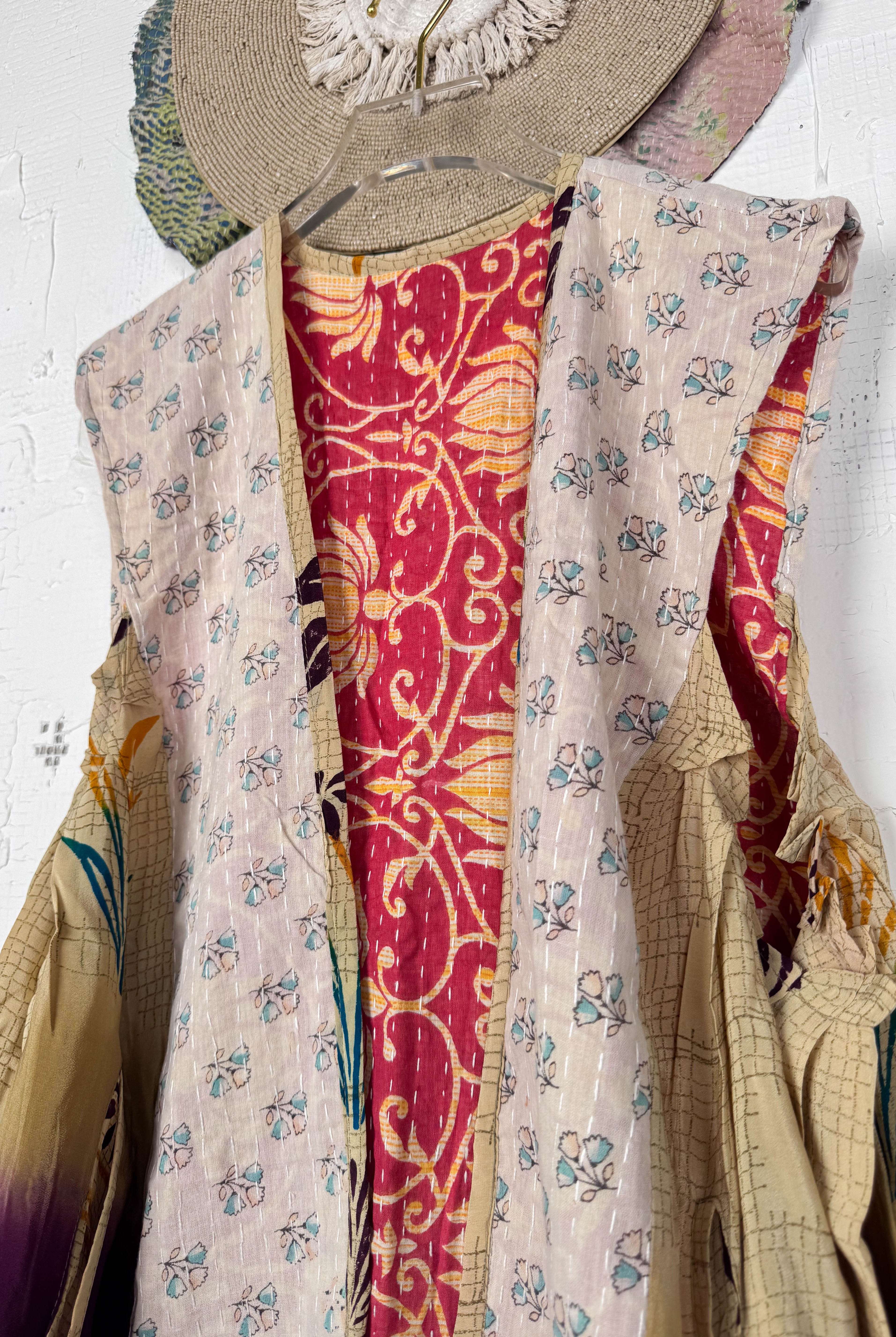 Silk kantha vest - Love Protect Sustain