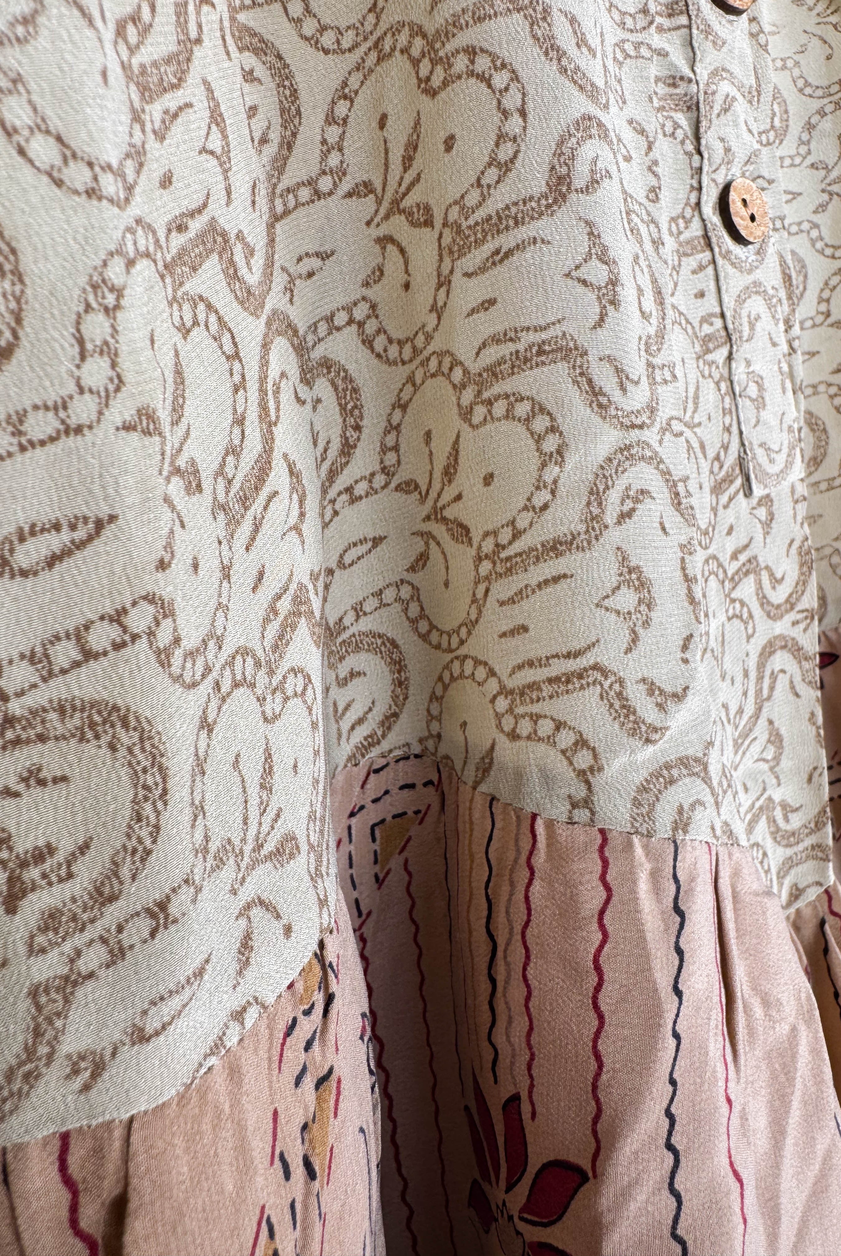 Silk sari patchwork top - Love Protect Sustain