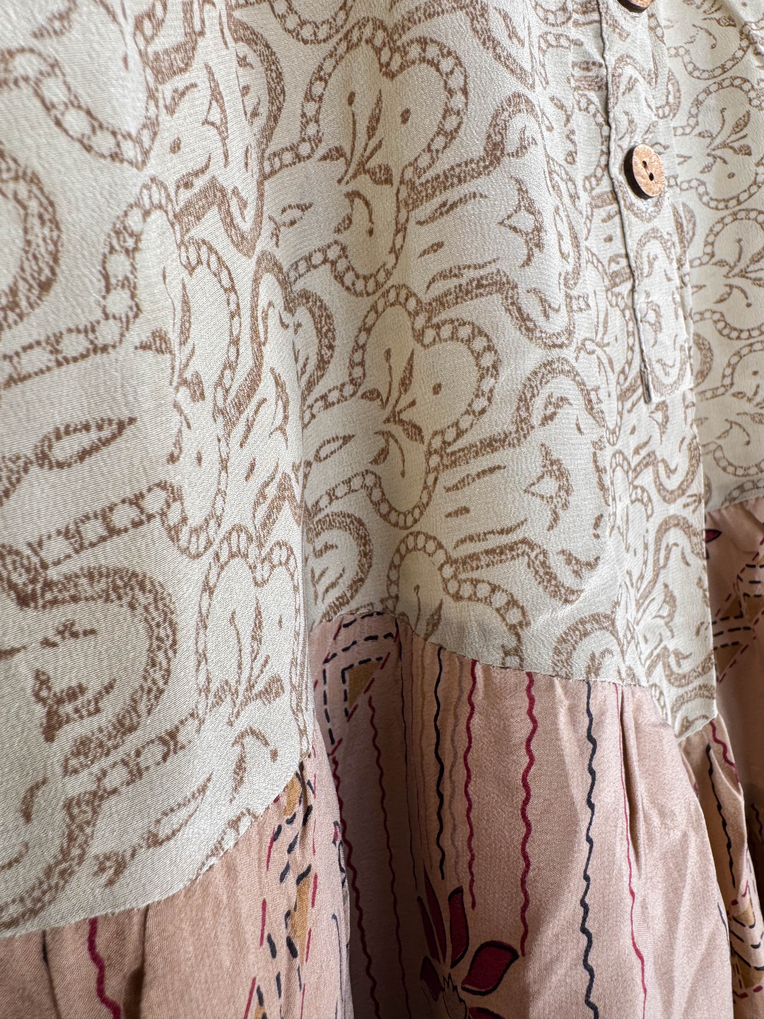 Silk sari patchwork top - Love Protect Sustain