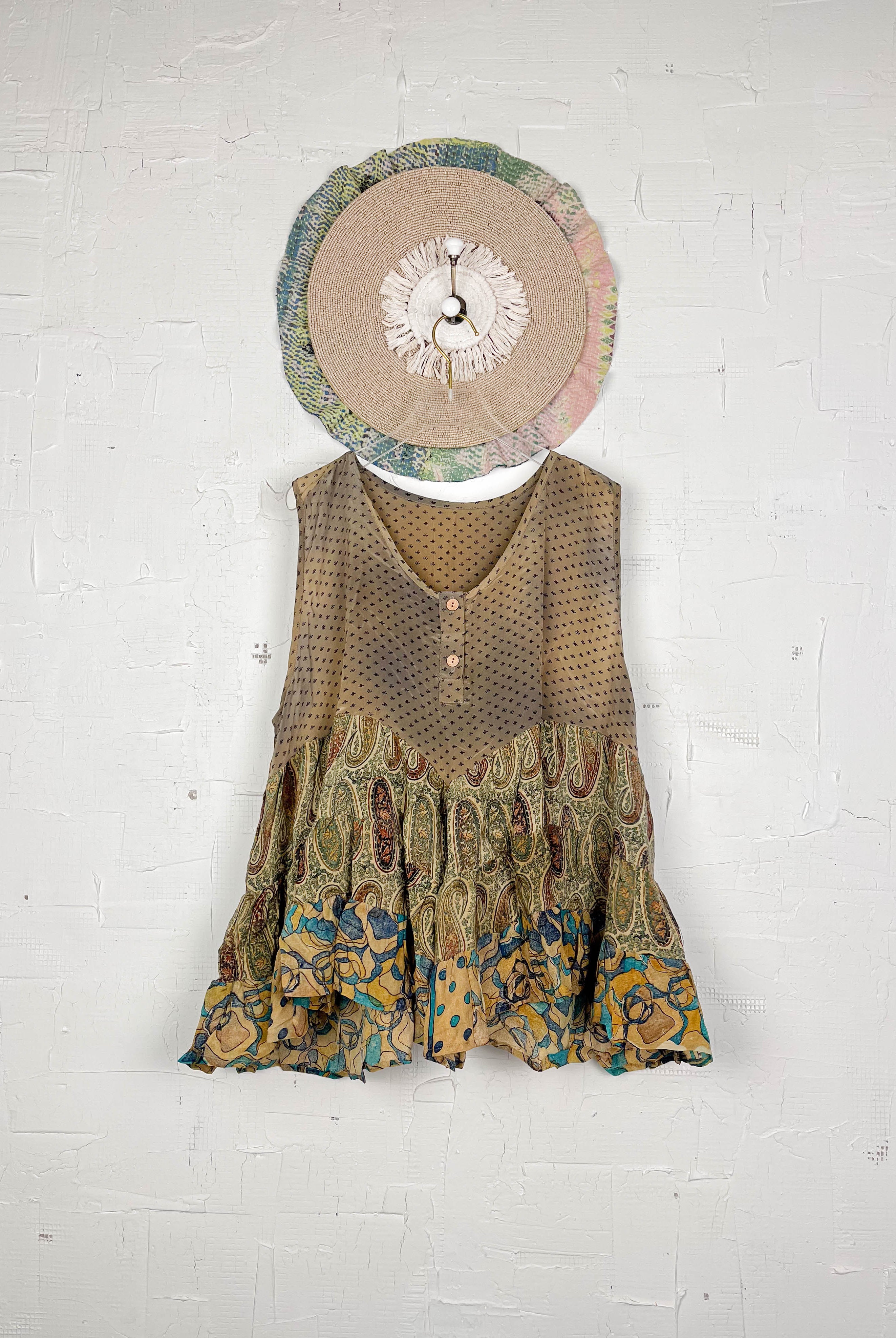 Silk top with patchwork - Love Protect Sustain