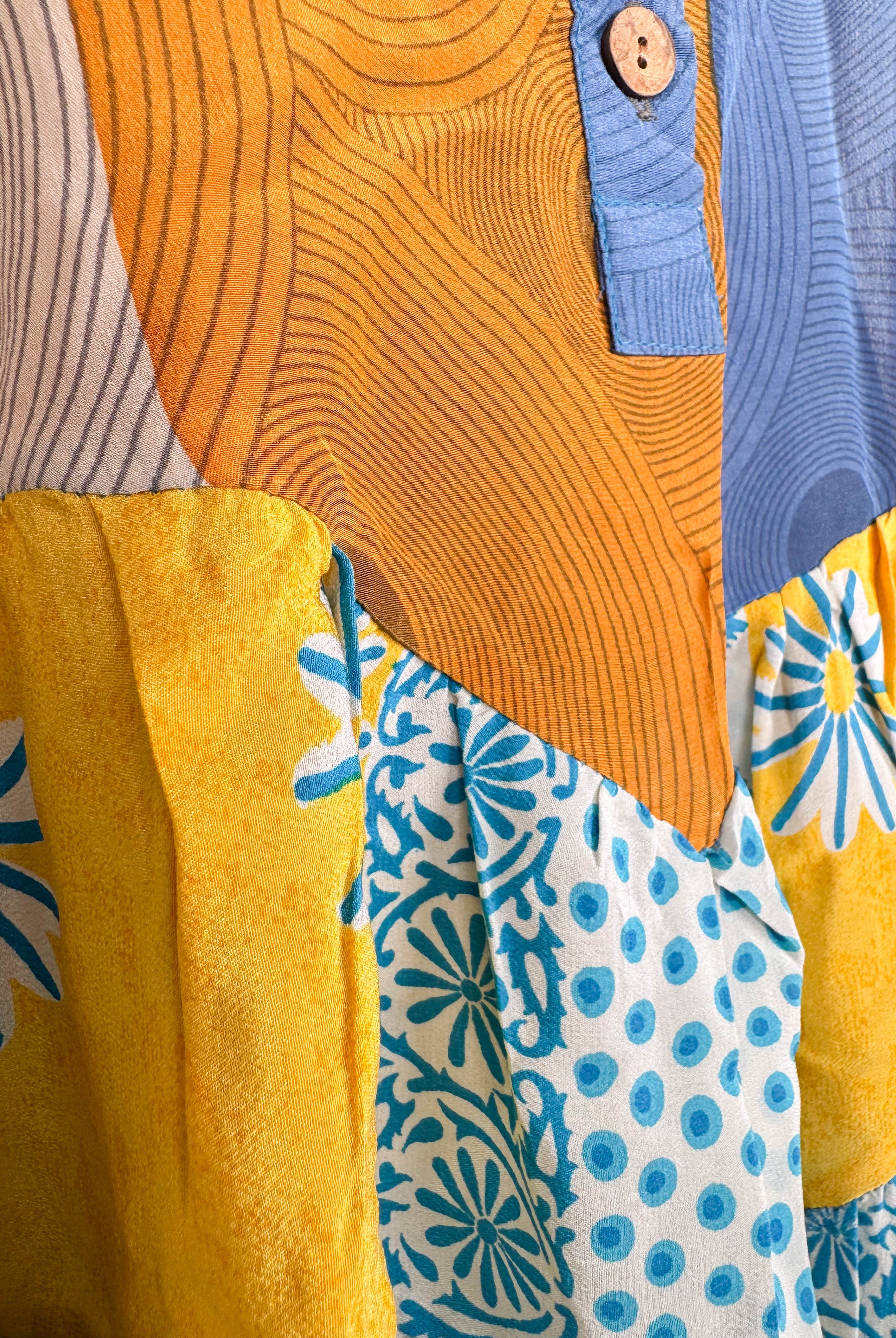 Silk top with patchwork - Love Protect Sustain