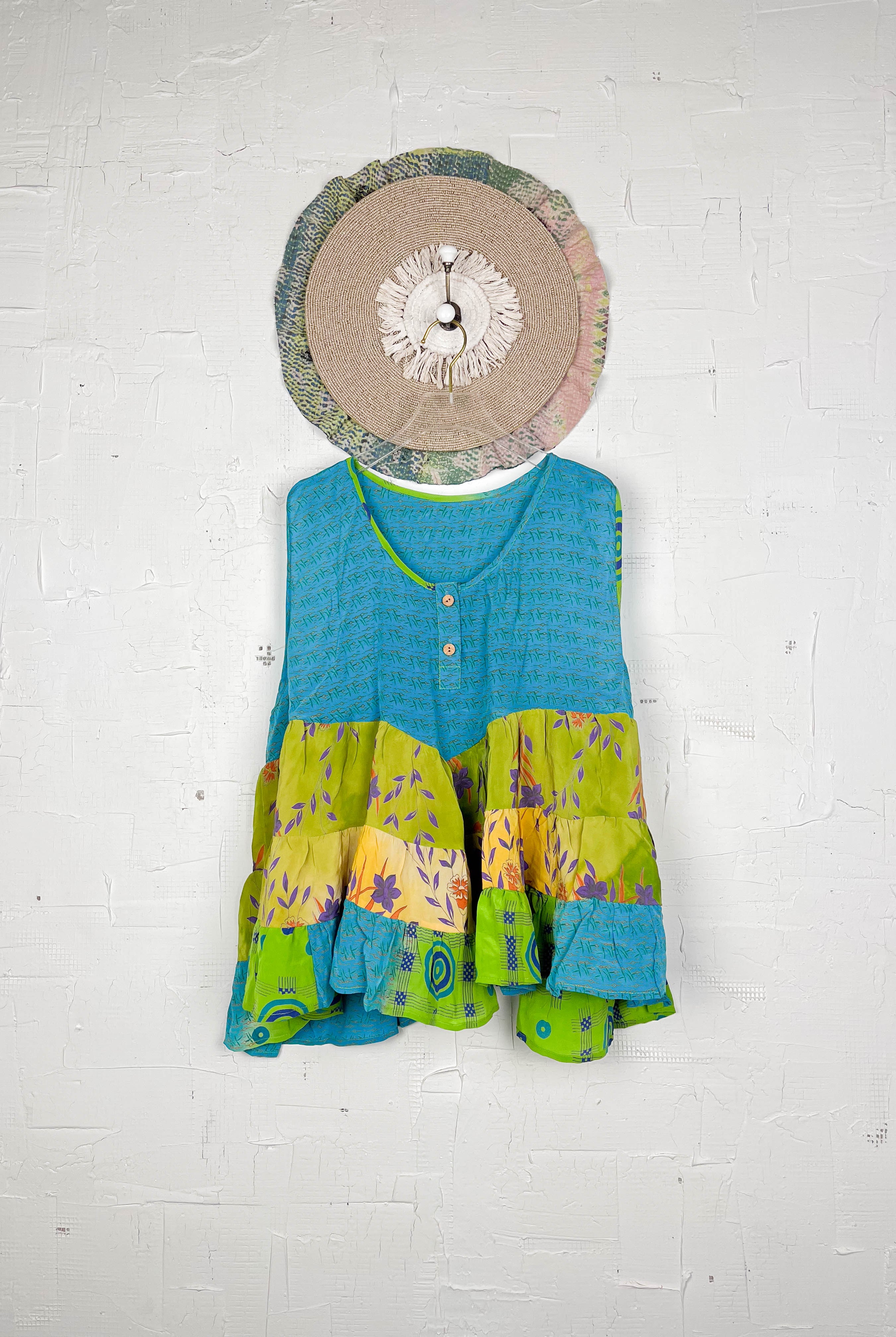 Silk top with patchwork - Love Protect Sustain