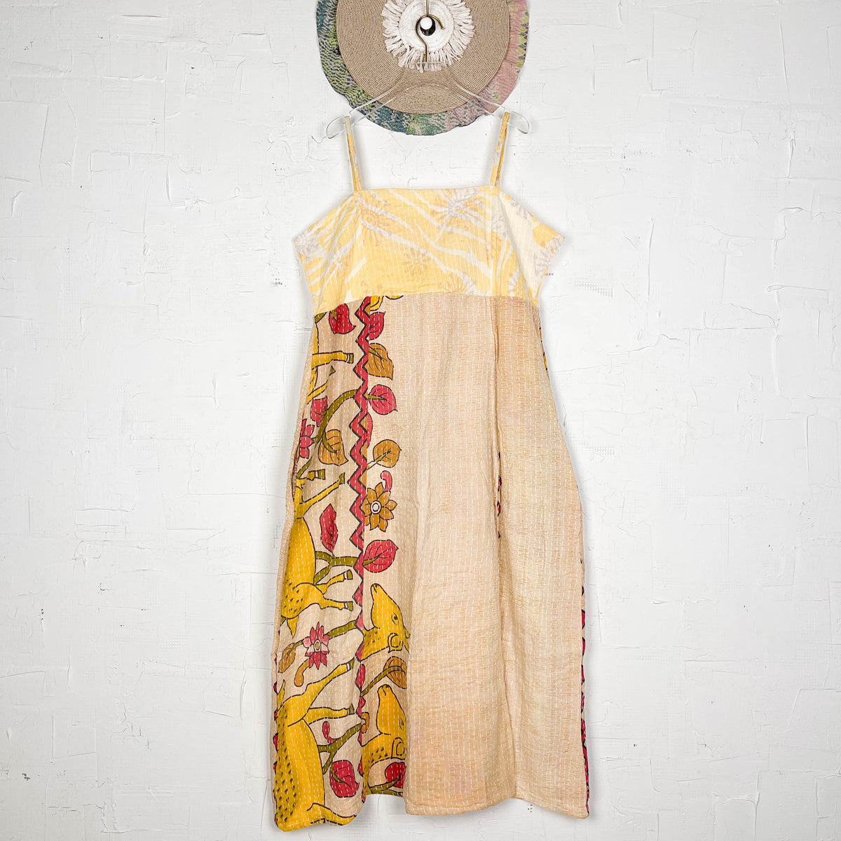 Kantha Strap Long Dress Boho  Orange Red Blue main image 0