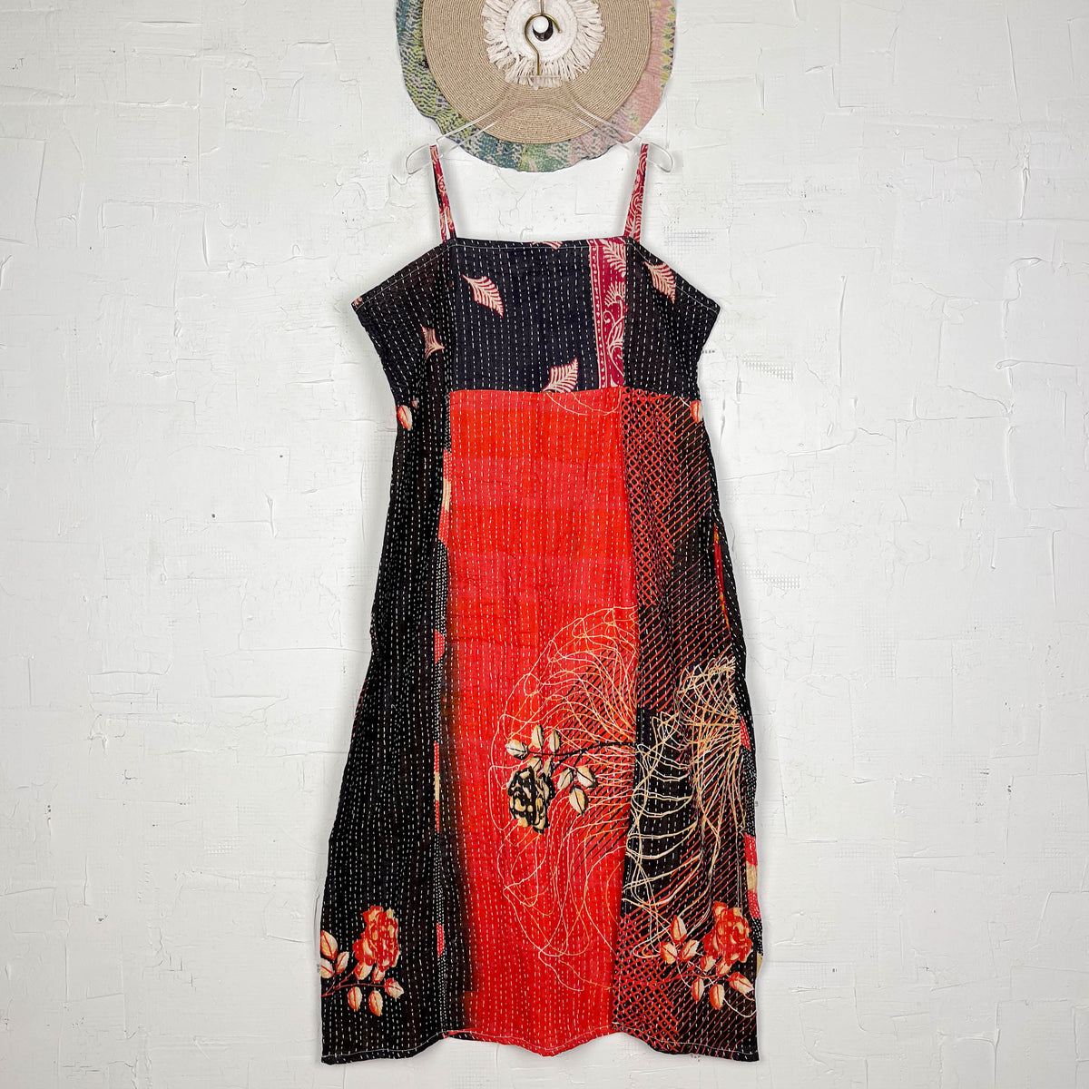 Kantha Strap Long Dress Floral Mix pink main image 0