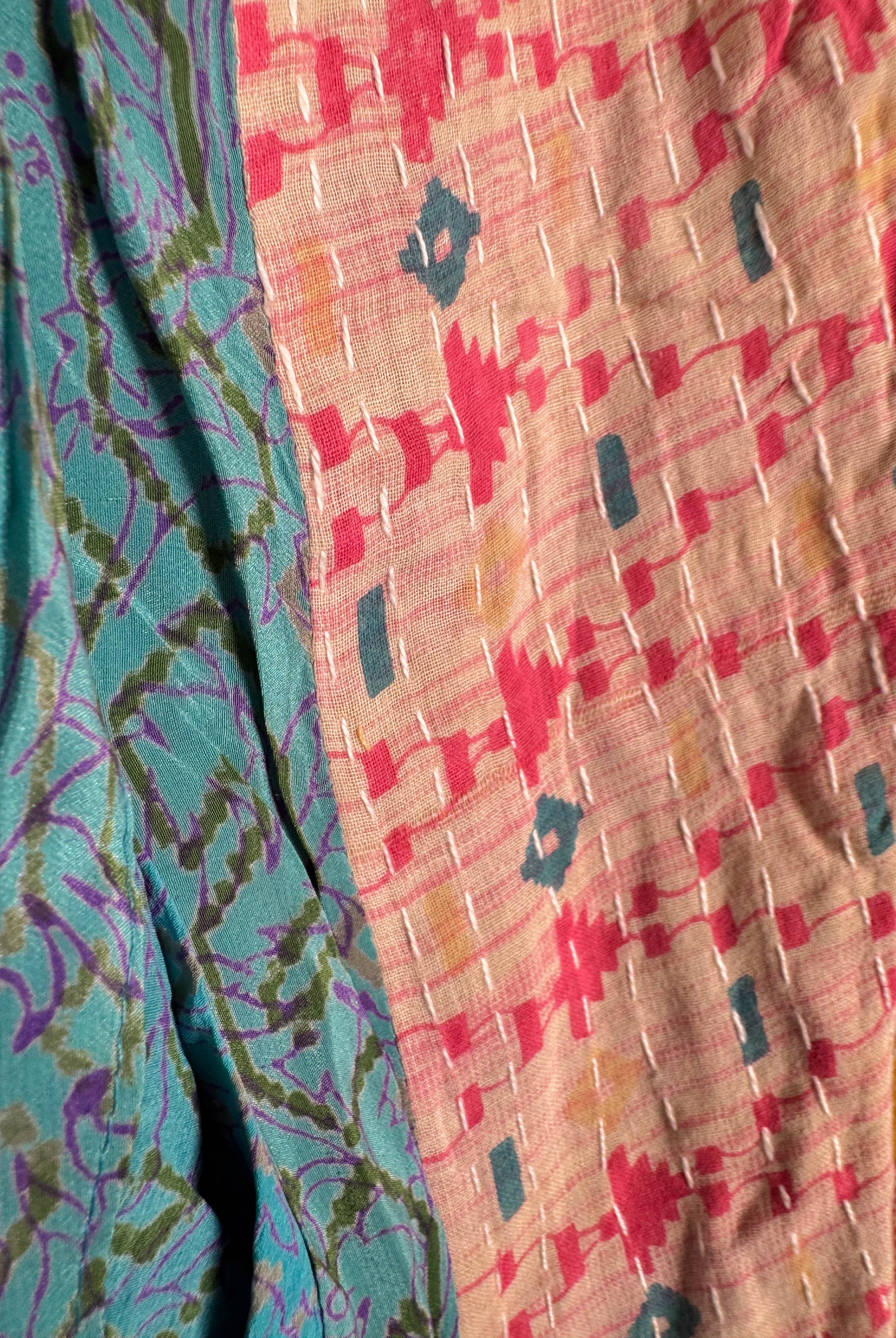 Sleeveless silk kantha top - Love Protect Sustain