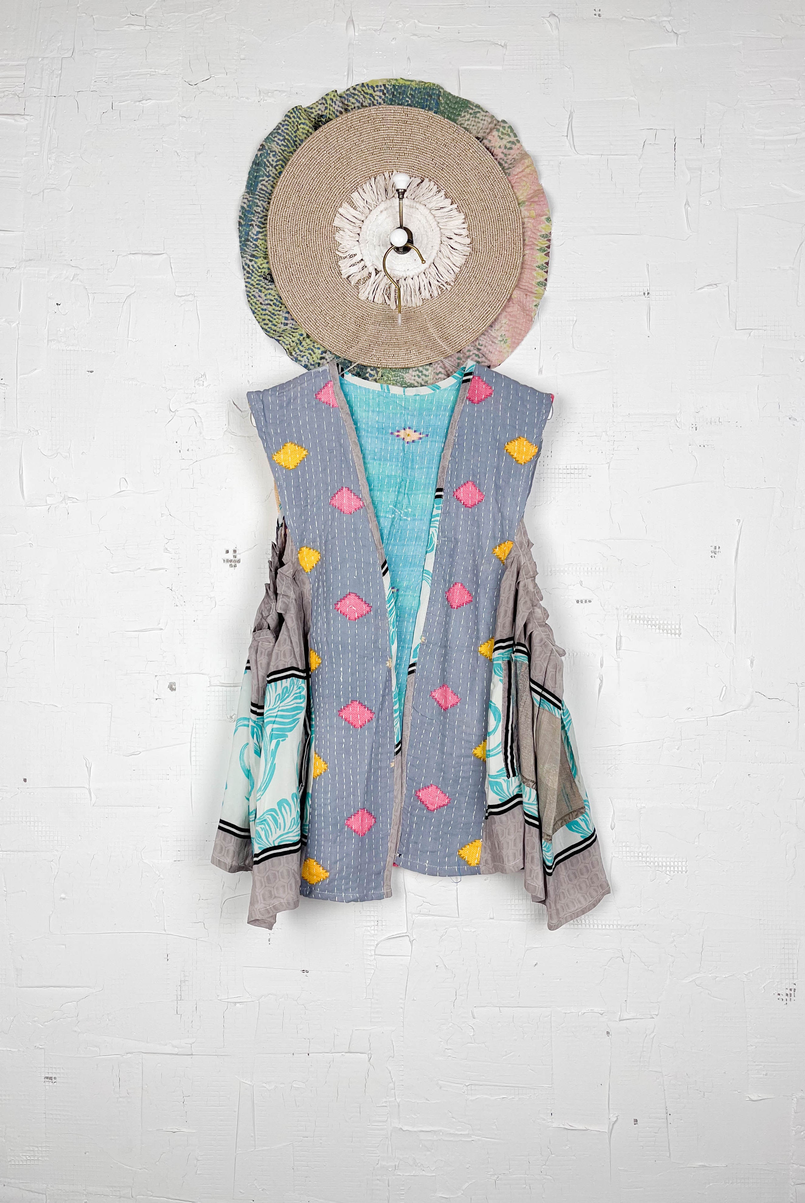 Sleeveless silk kantha top - Love Protect Sustain