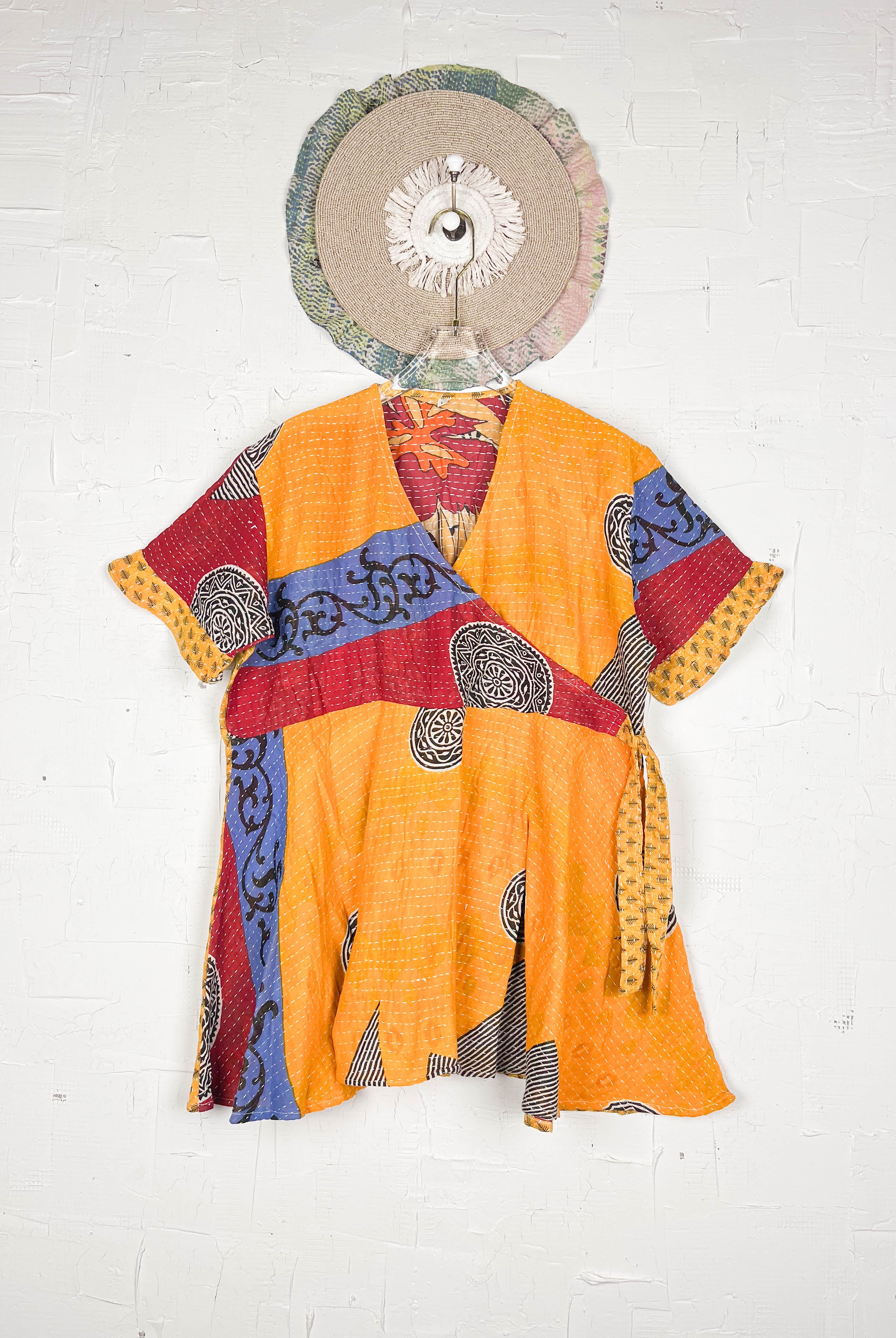 Sustainable wrap Kantha dress - Love Protect Sustain