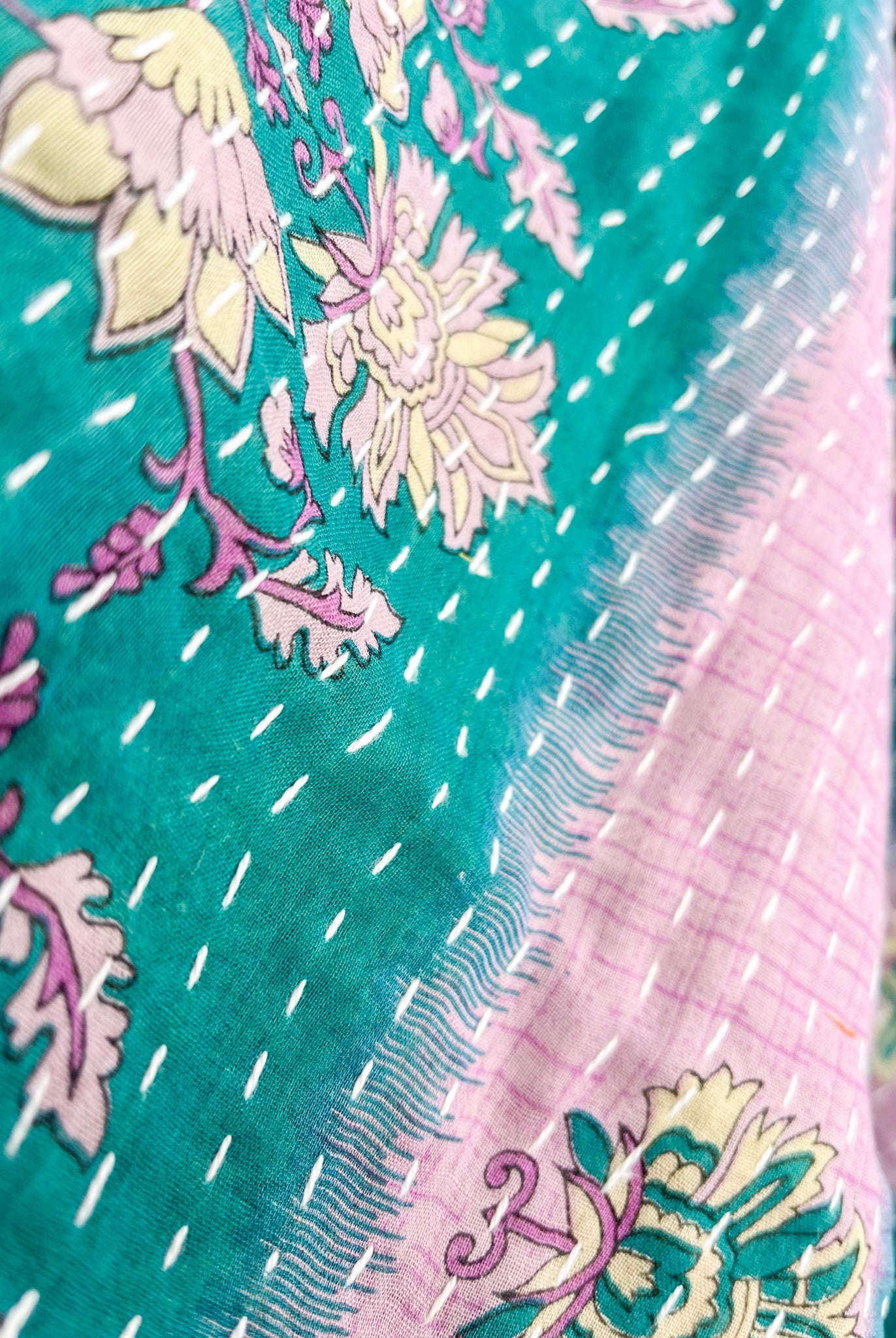 Tie front kantha poncho - Love Protect Sustain