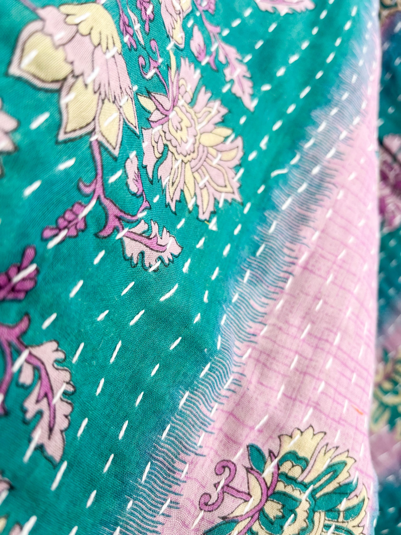 Tie front kantha poncho - Love Protect Sustain