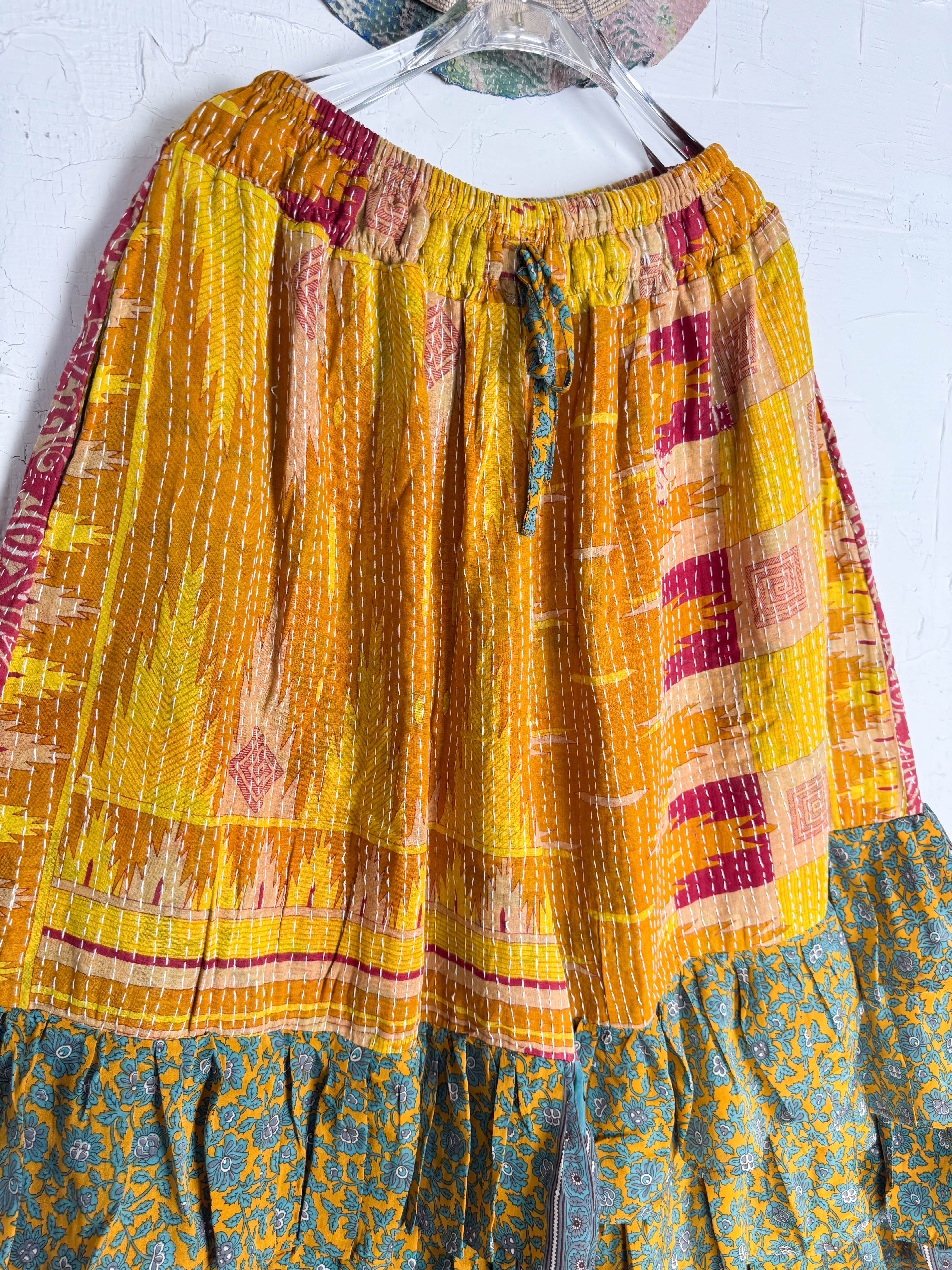 Tie red kantha pants - Love Protect Sustain