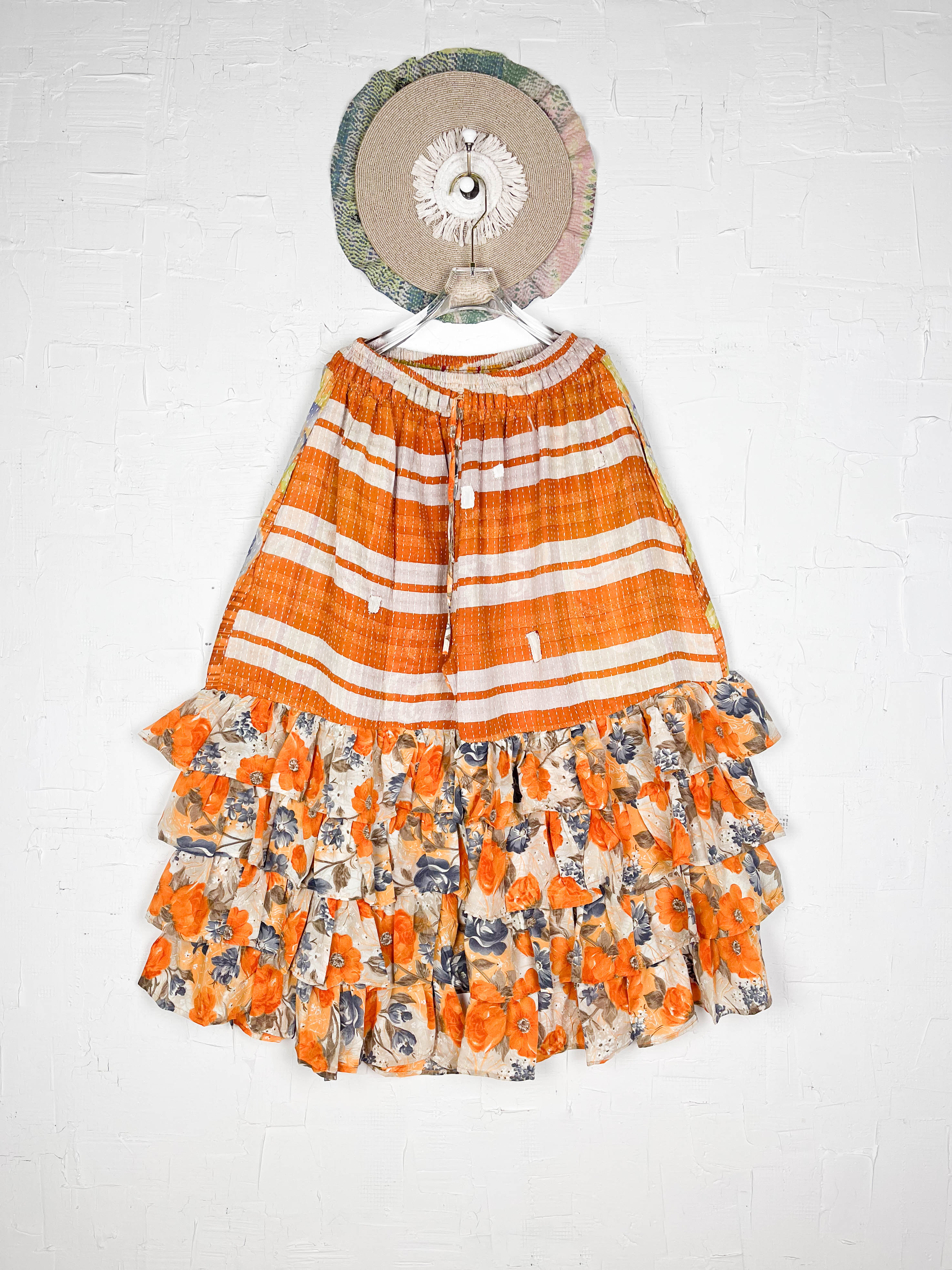 Tie red kantha pants - Love Protect Sustain