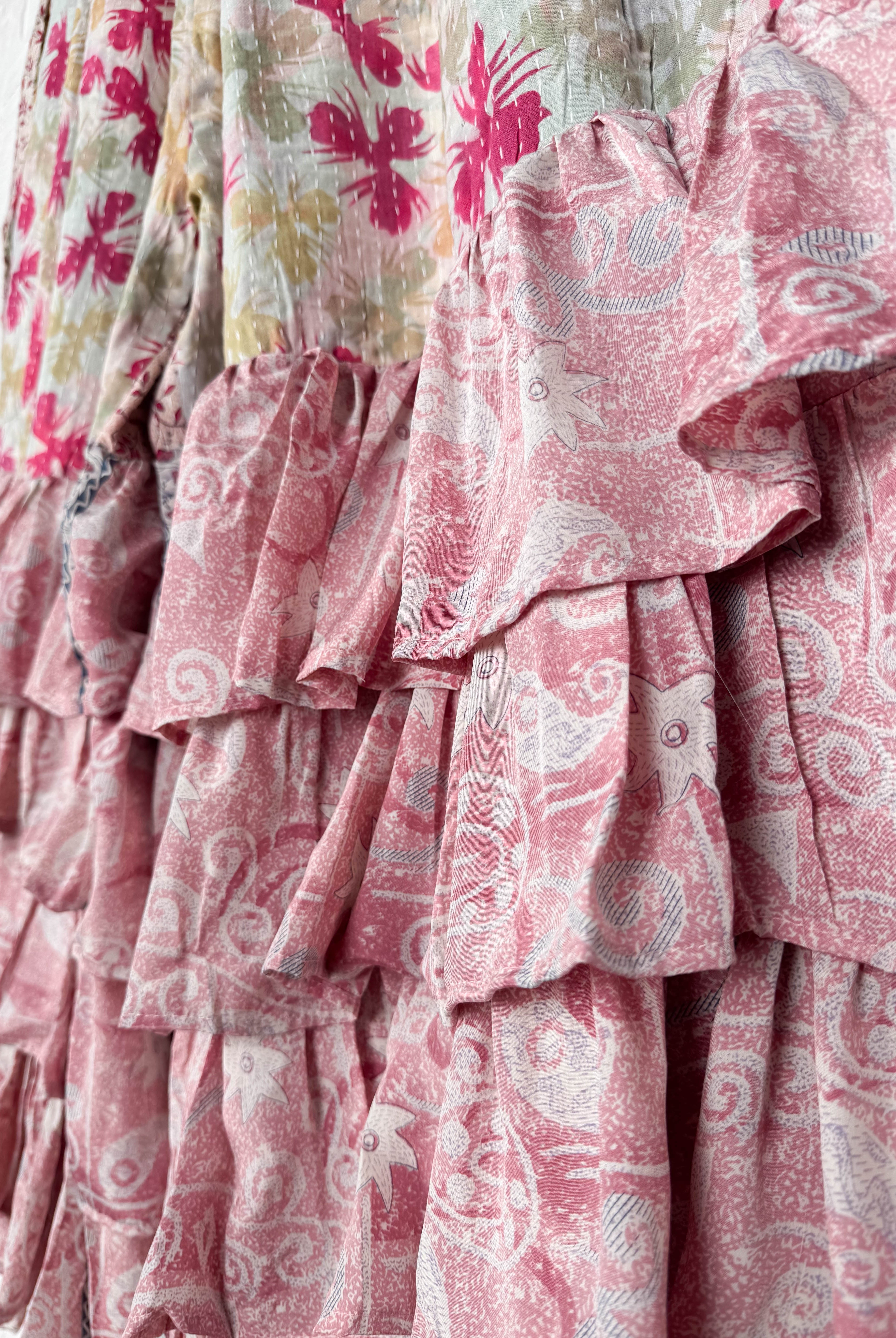 Tie red kantha pants travel - Love Protect Sustain