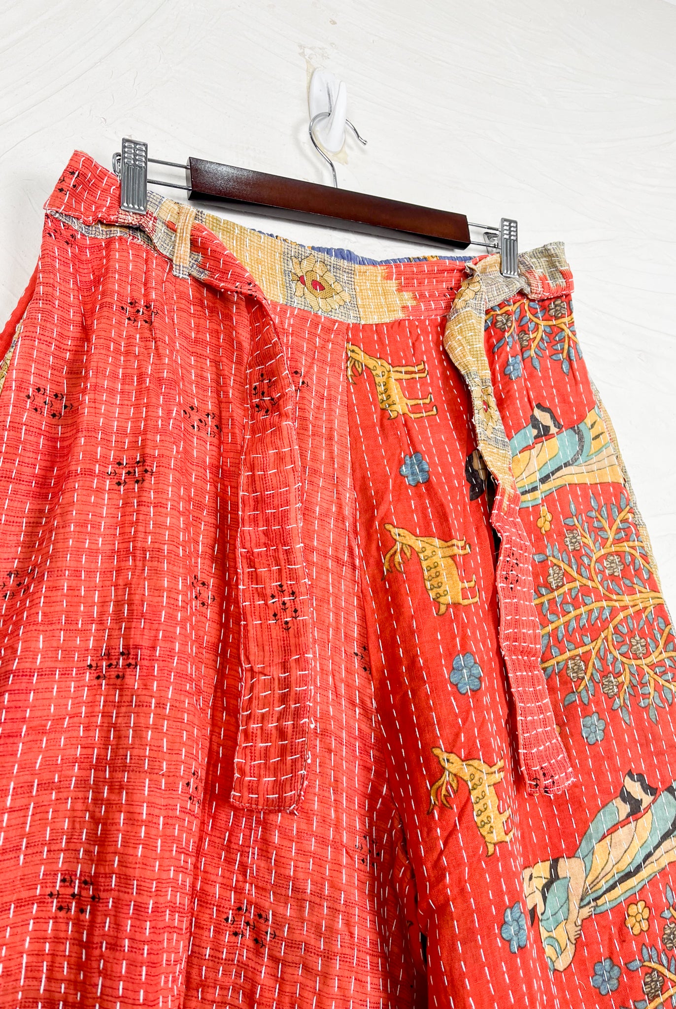 Tie waist Kantha pants - Love Protect Sustain