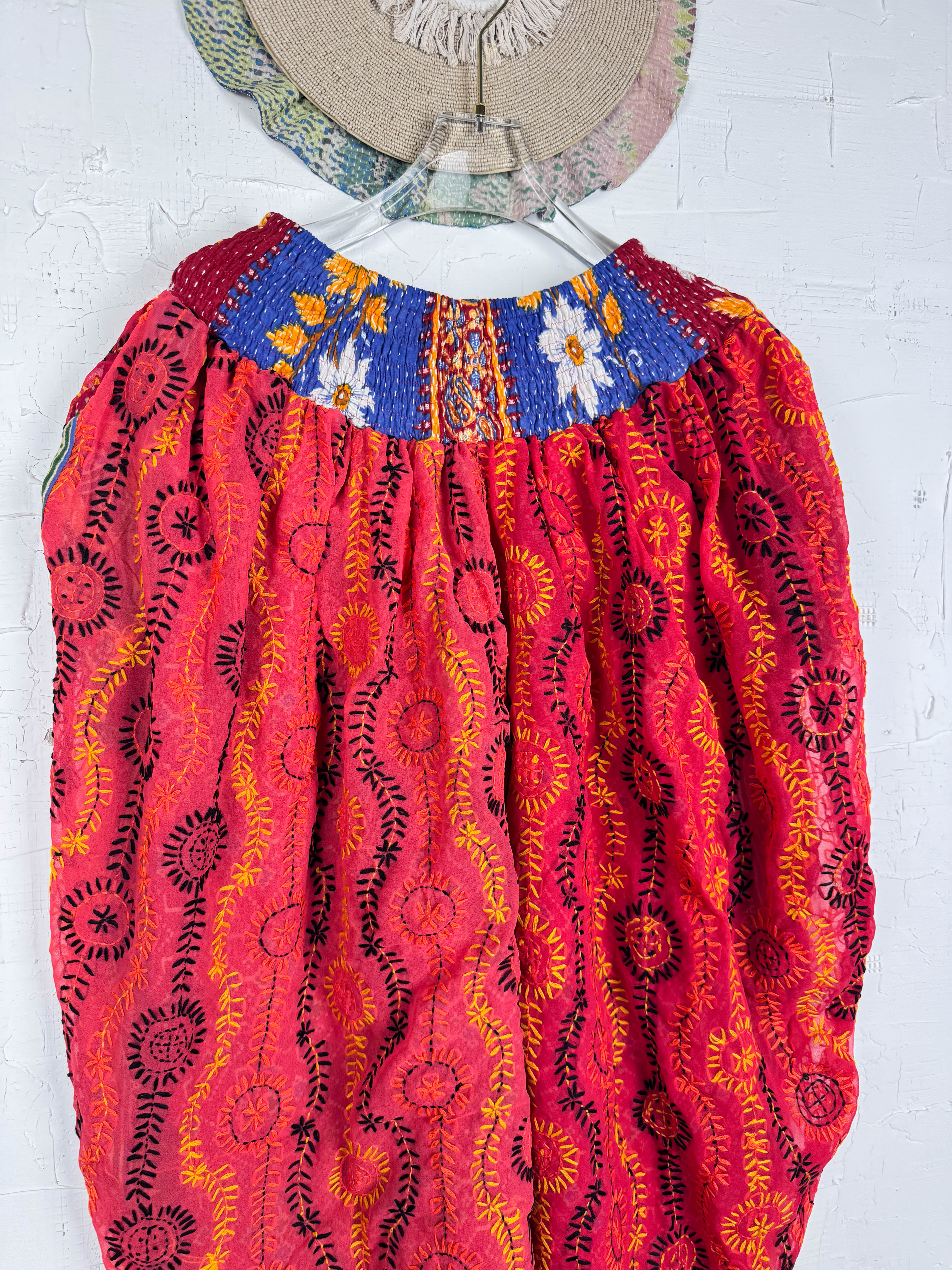 Unique embroidered harem pants- Love Protect Sustain