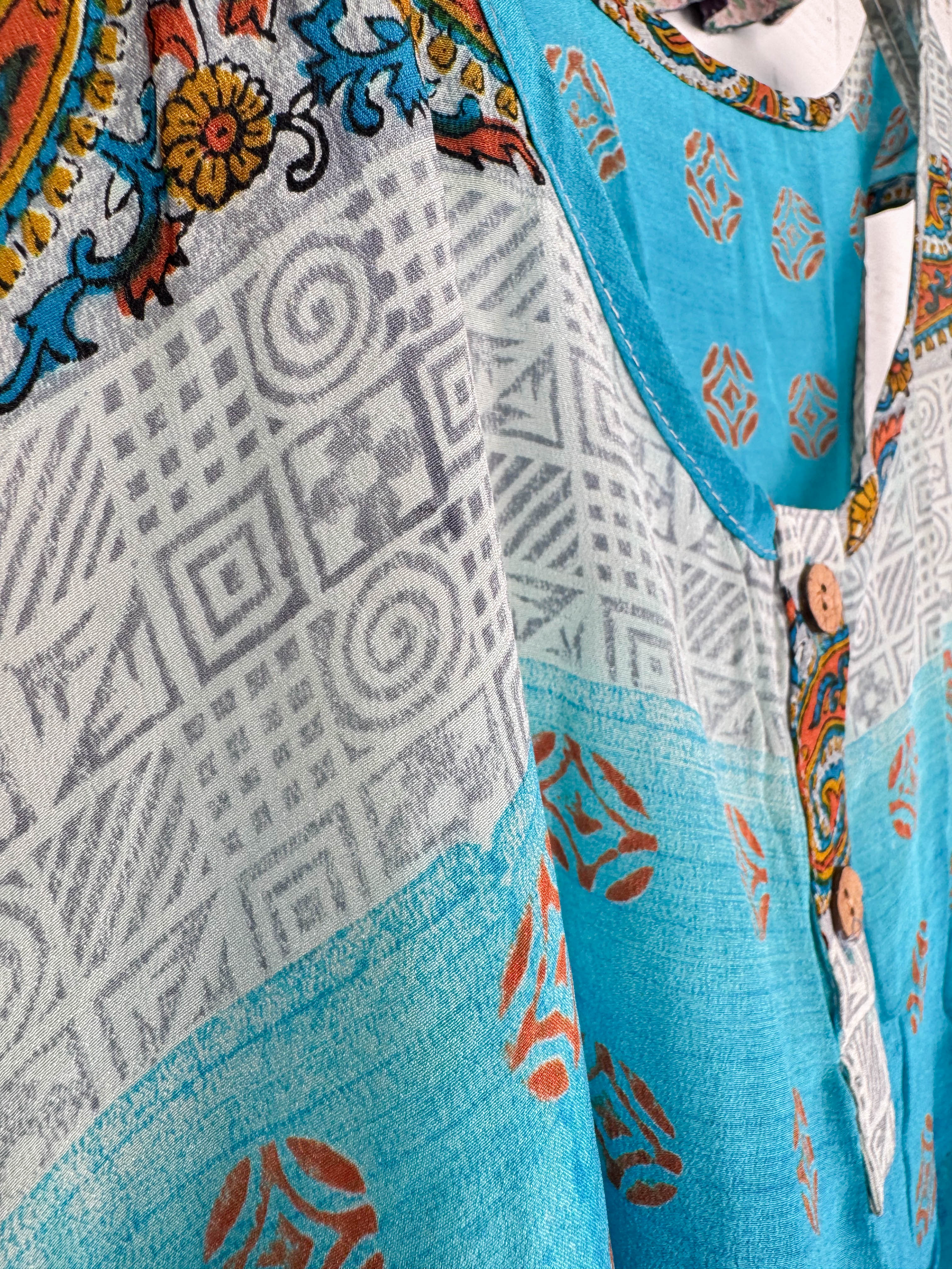 Unique patchwork silk Vest - Love Protect Sustain