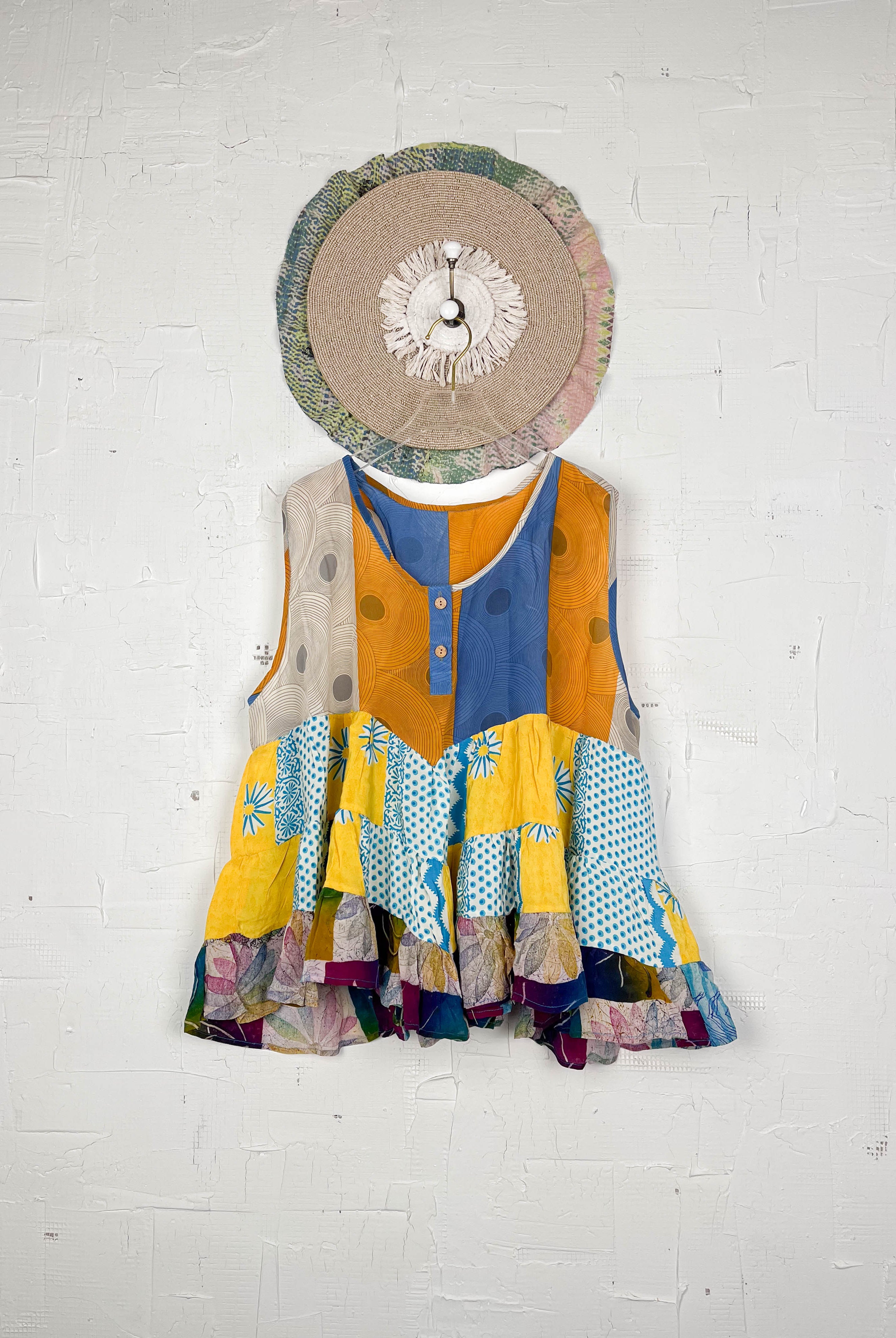 Unique patchwork silk Vest - Love Protect Sustain