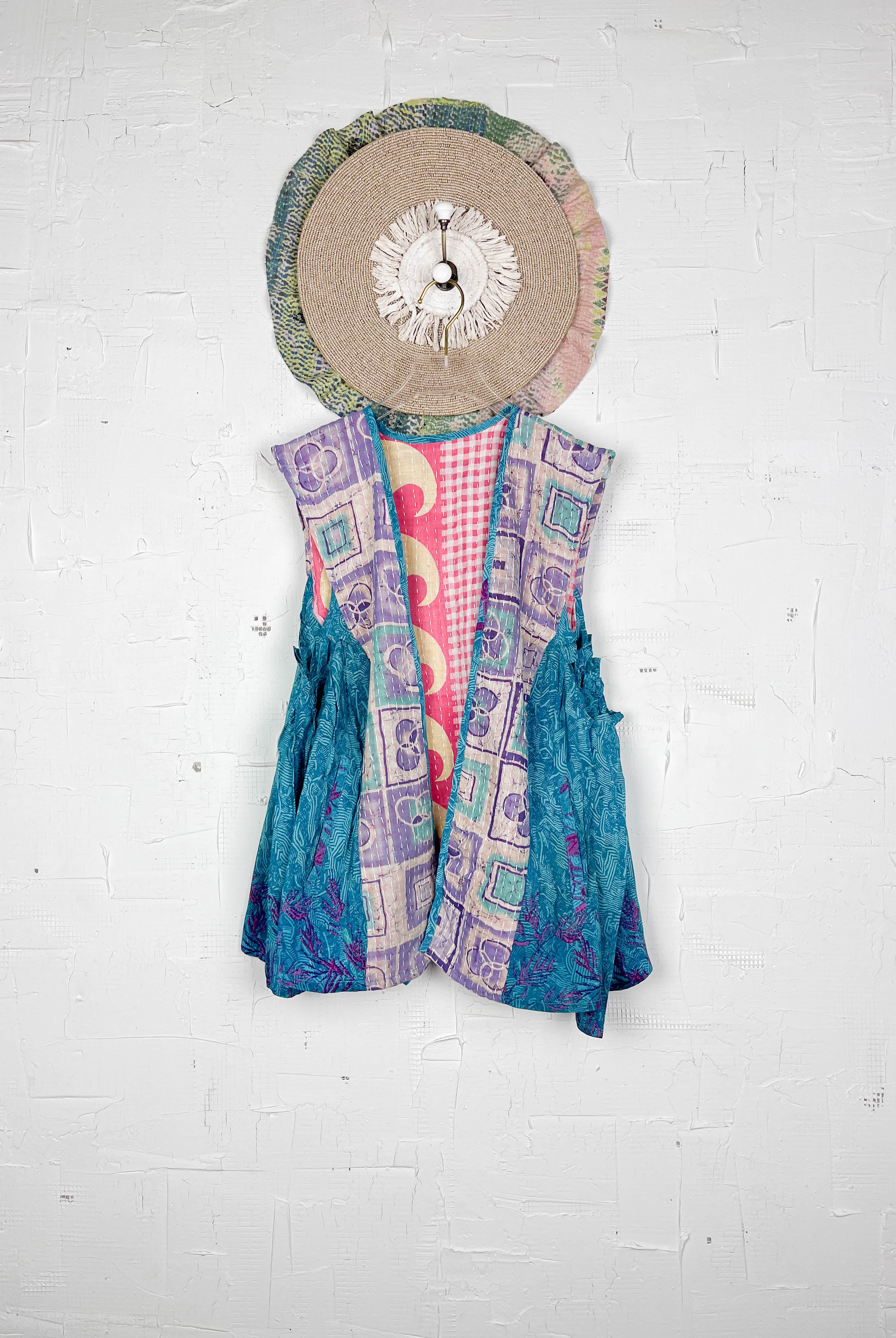 Unique silk kantha vest - Love Protect Sustain