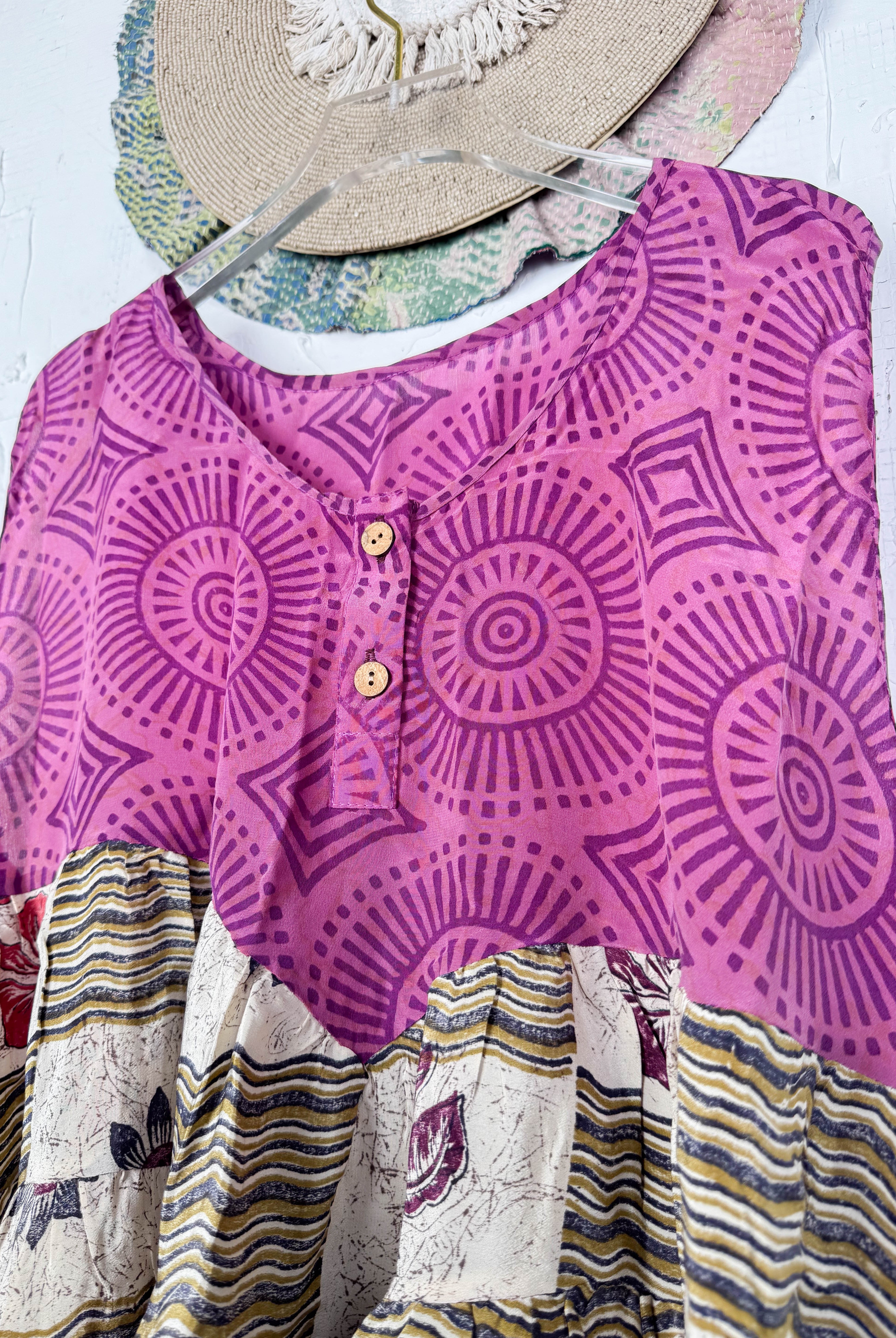 Unique vintage silk Vest - Love Protect Sustain