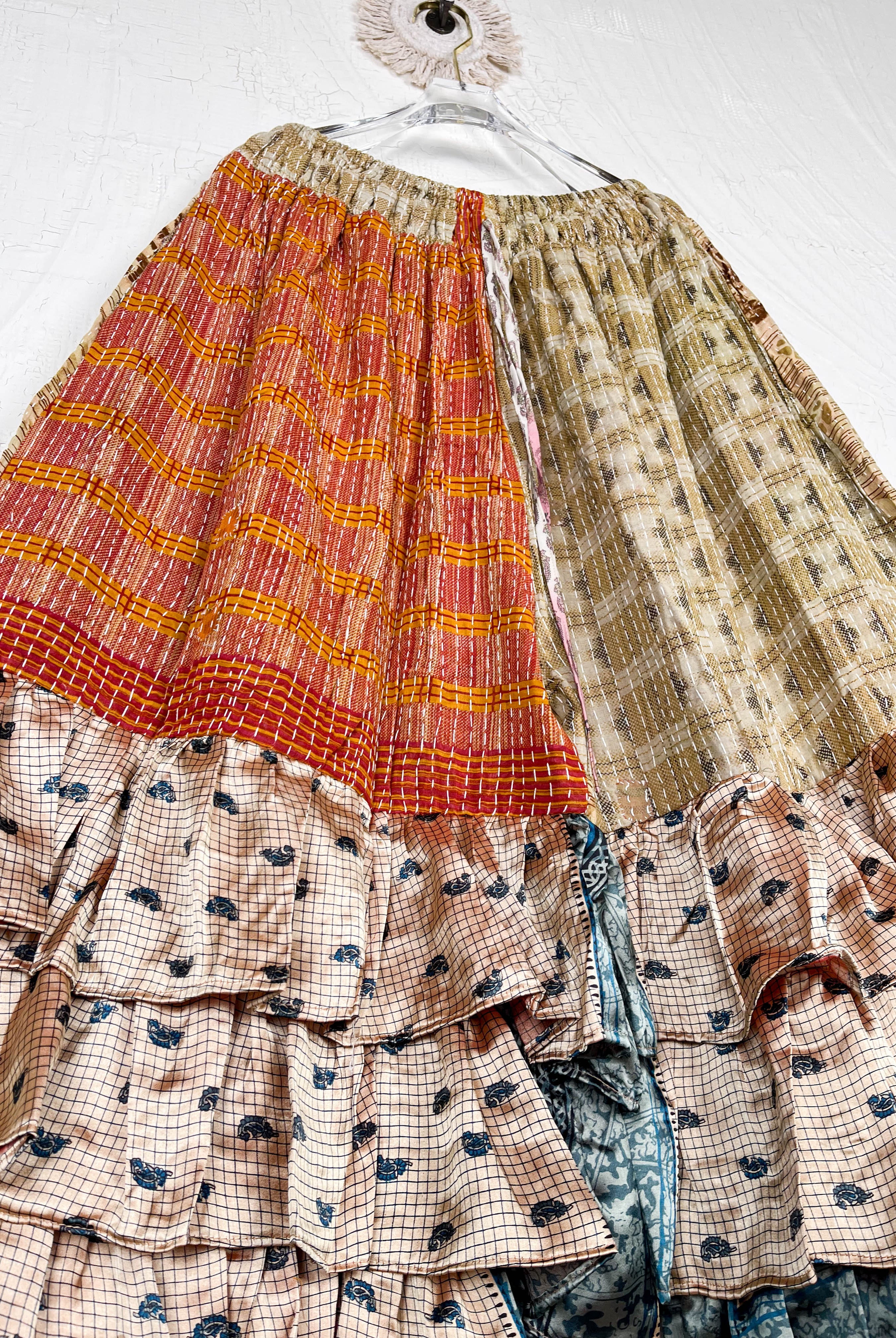 Upcycled kantha Ruffle pants - Love Protect Sustain