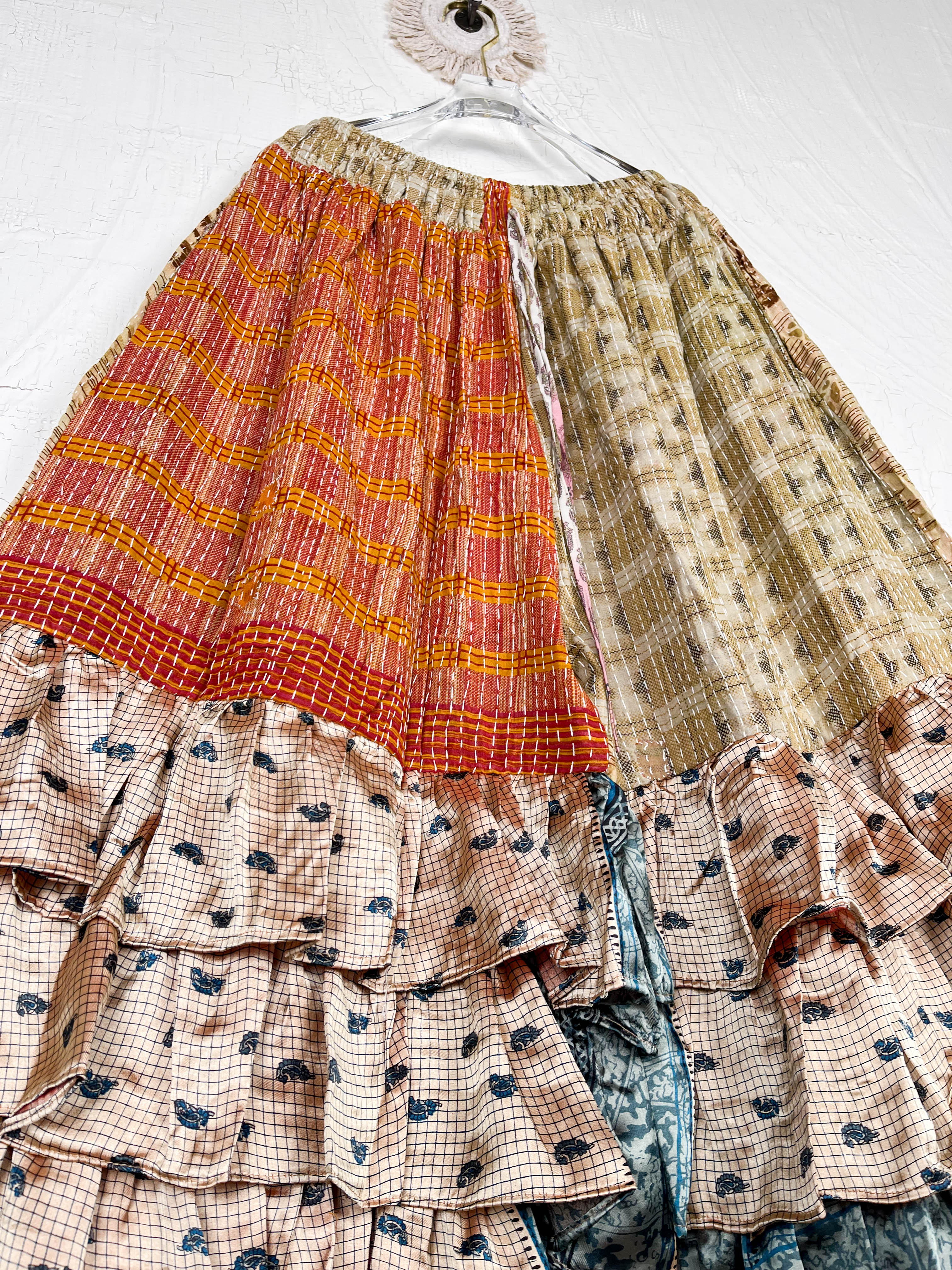 Upcycled kantha Ruffle pants - Love Protect Sustain