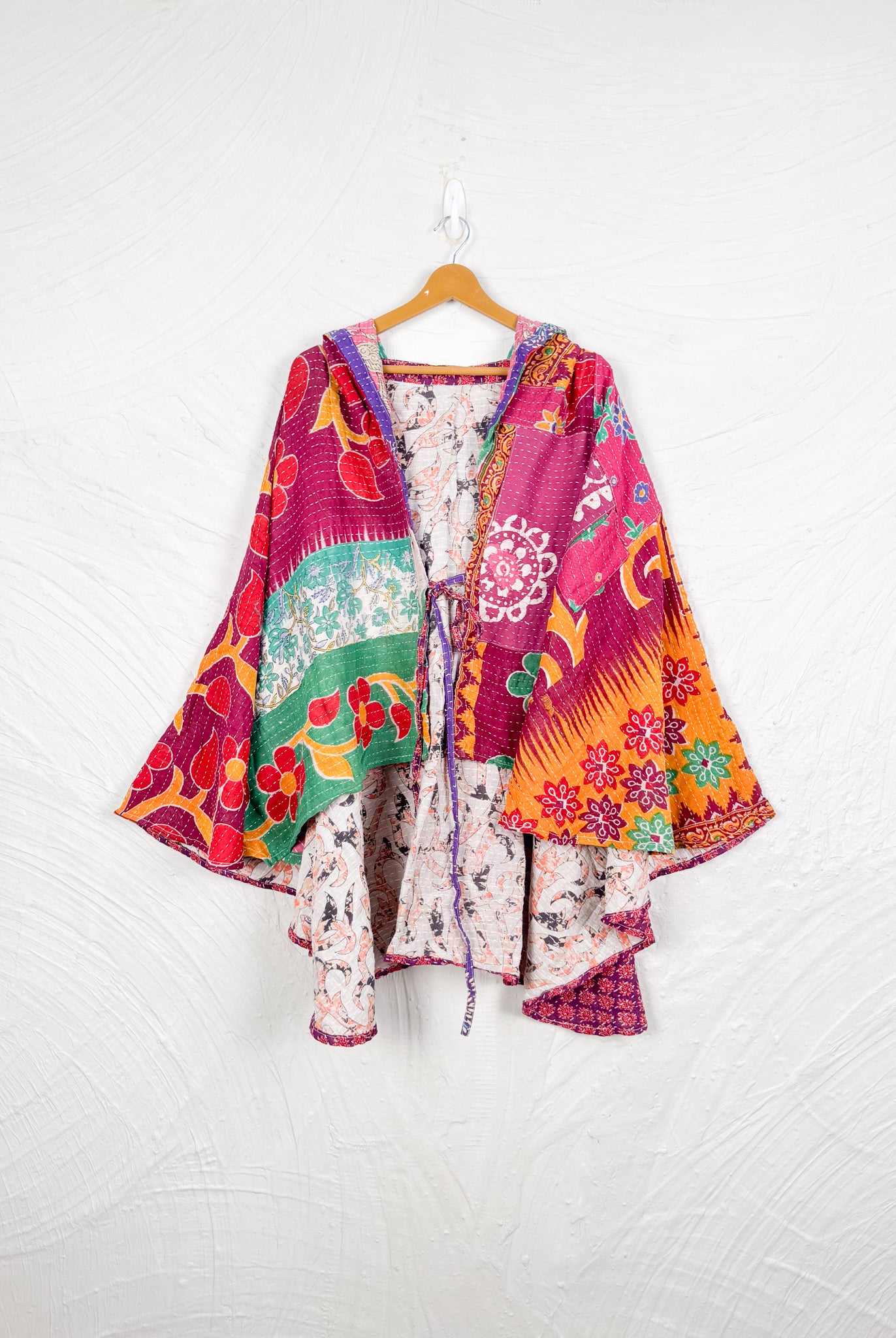 Upcycled kantha poncho - Love Protect Sustain