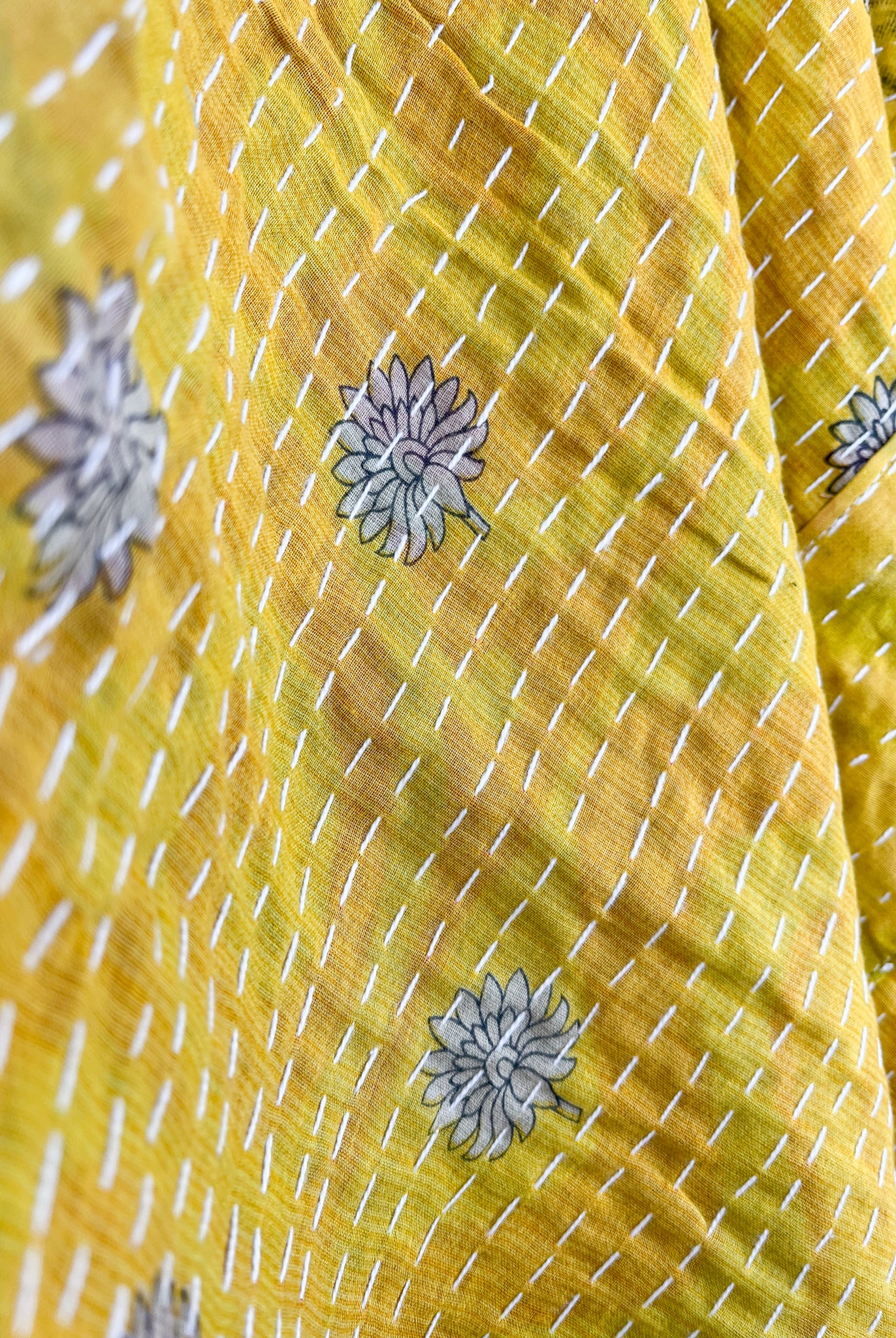 Yellow Kantha Poncho - Love Protect Sustain