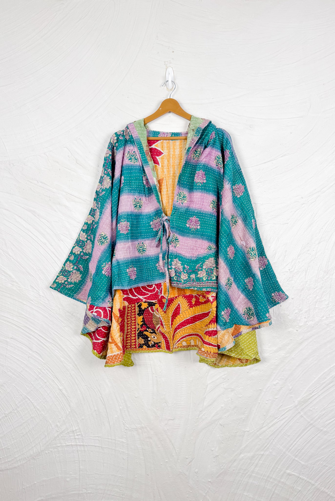 Upcycled kantha poncho - Love Protect Sustain