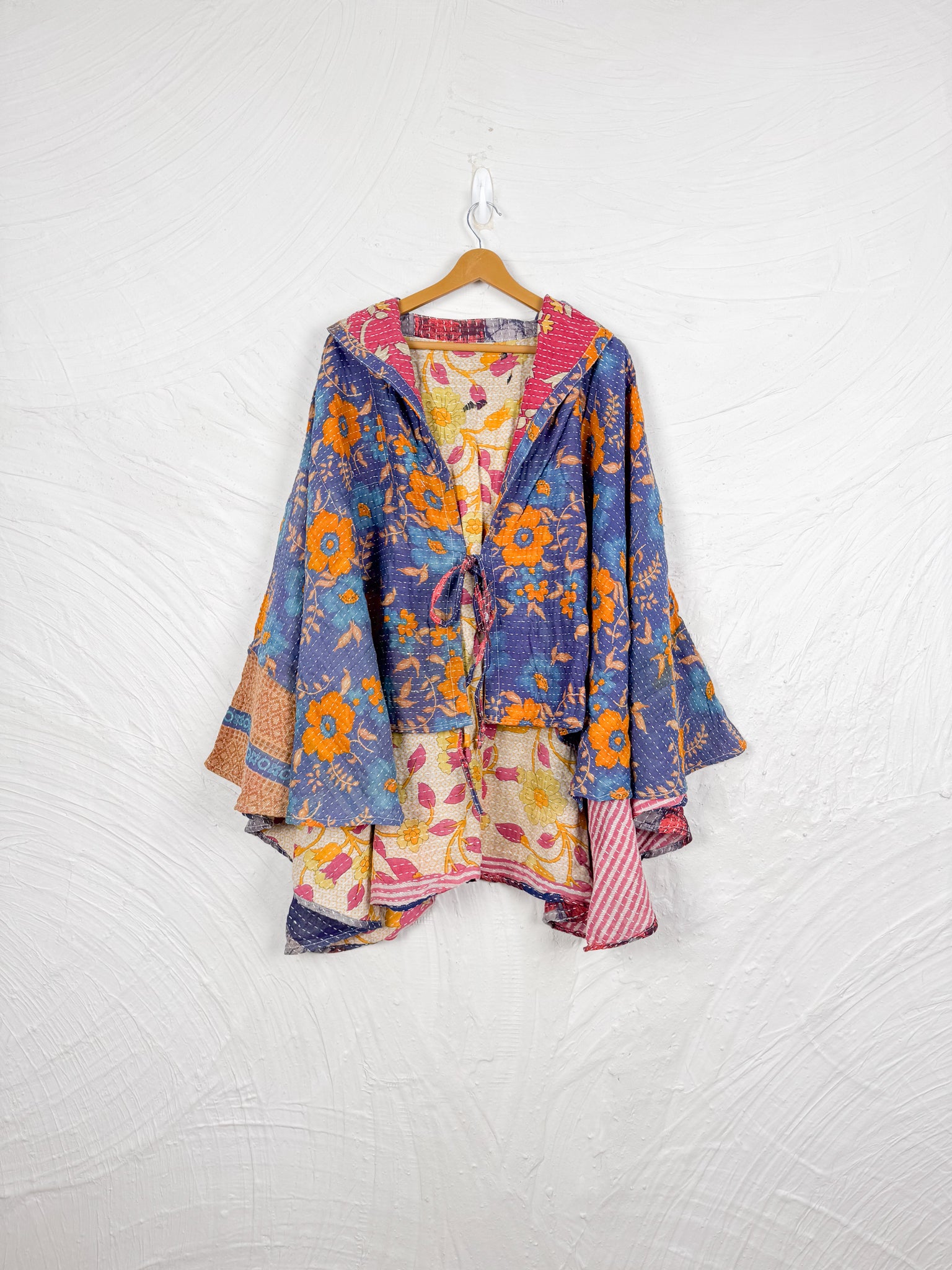 Upcycled kantha poncho - Love Protect Sustain