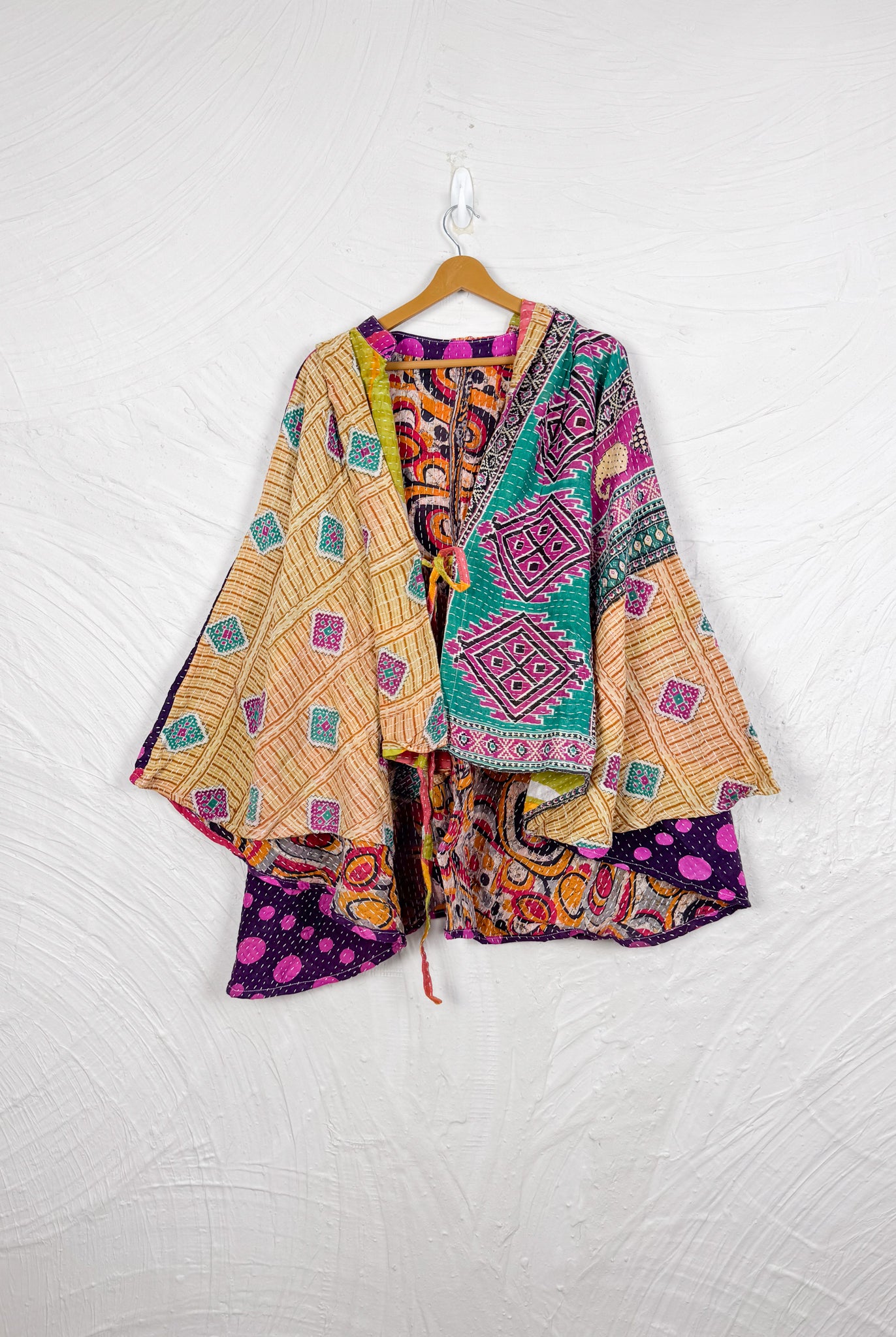 Upcycled kantha poncho - Love Protect Sustain