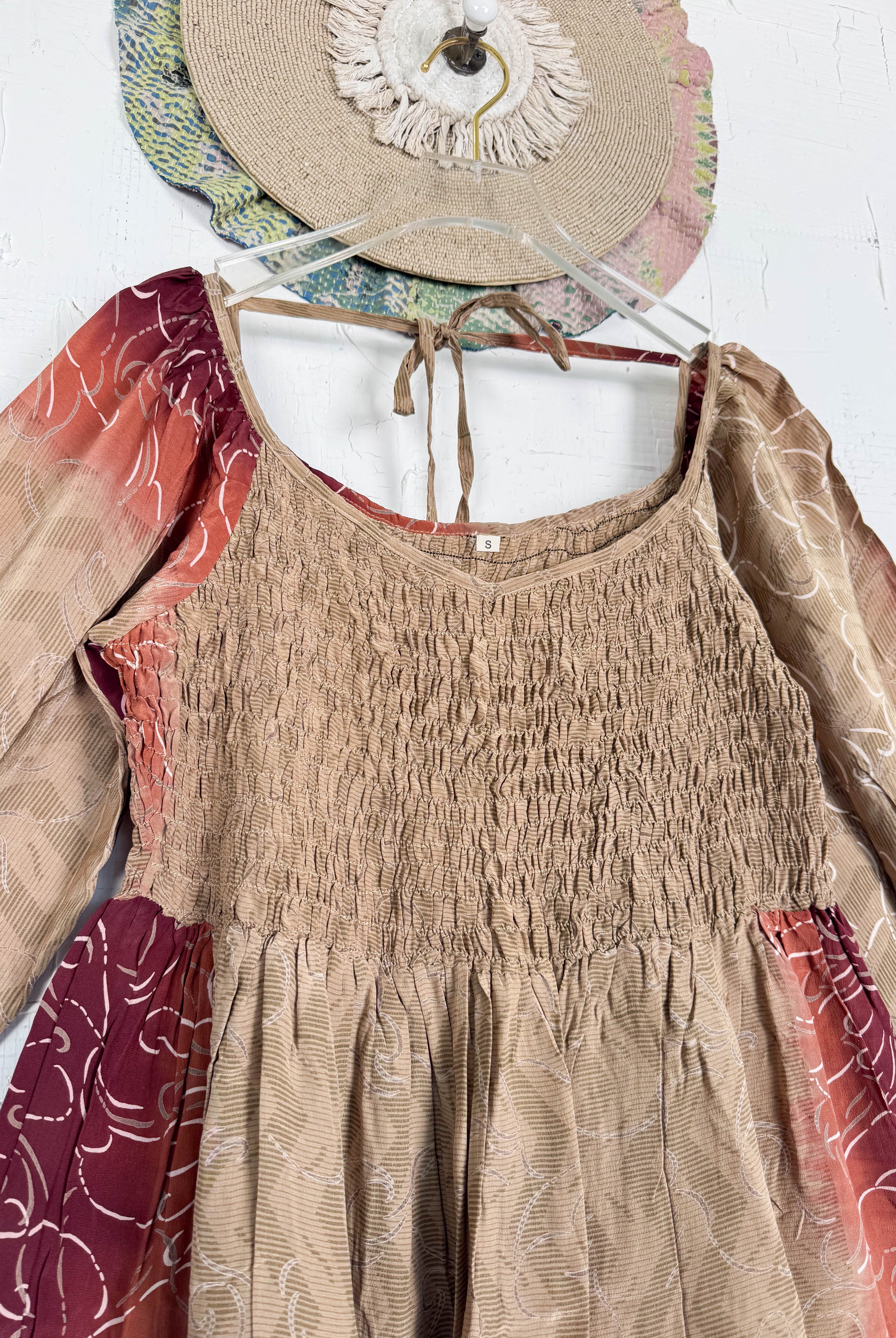 Upcycled silk dress boho - Love Protect Sustain