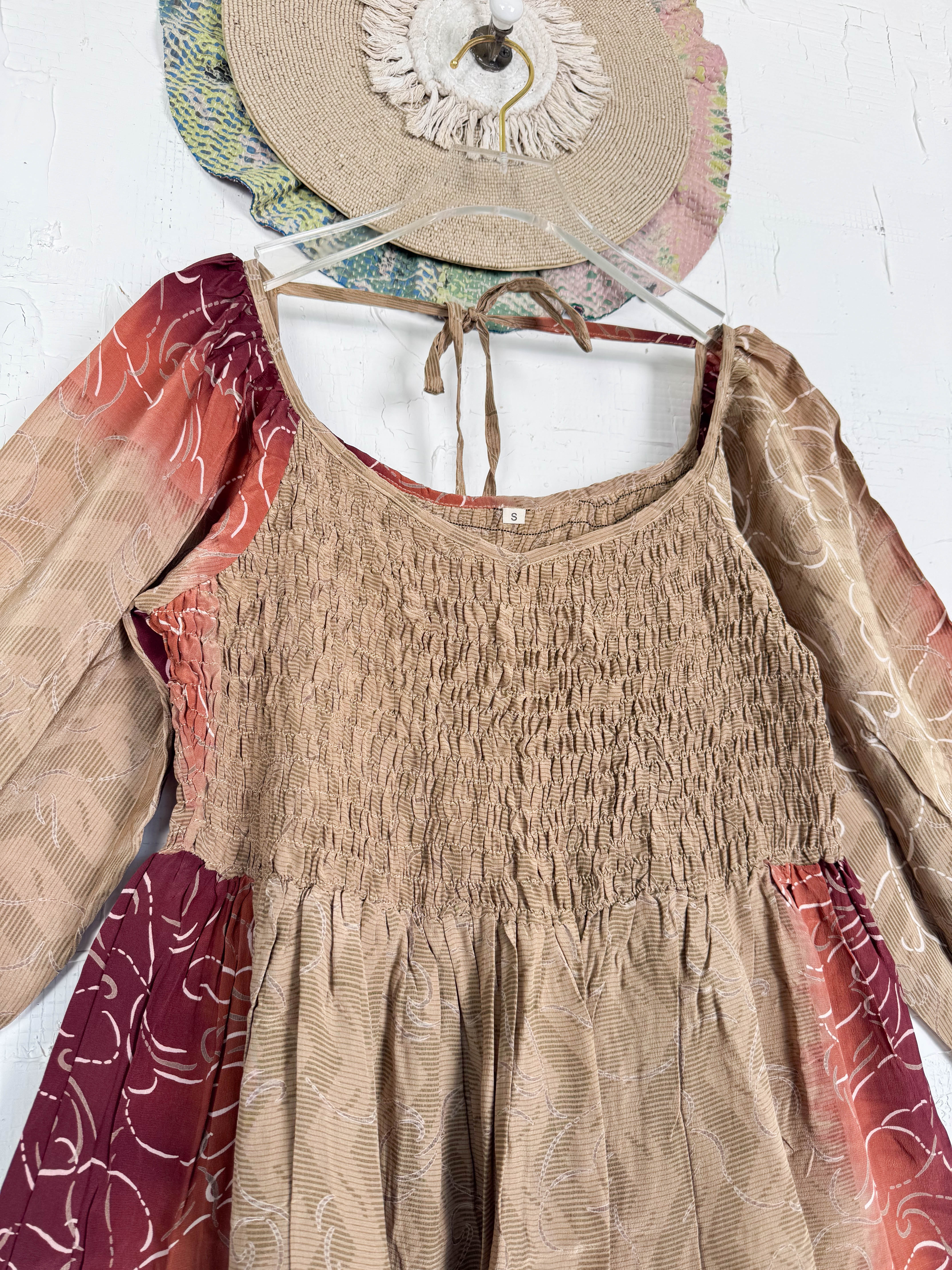 Upcycled silk dress boho - Love Protect Sustain