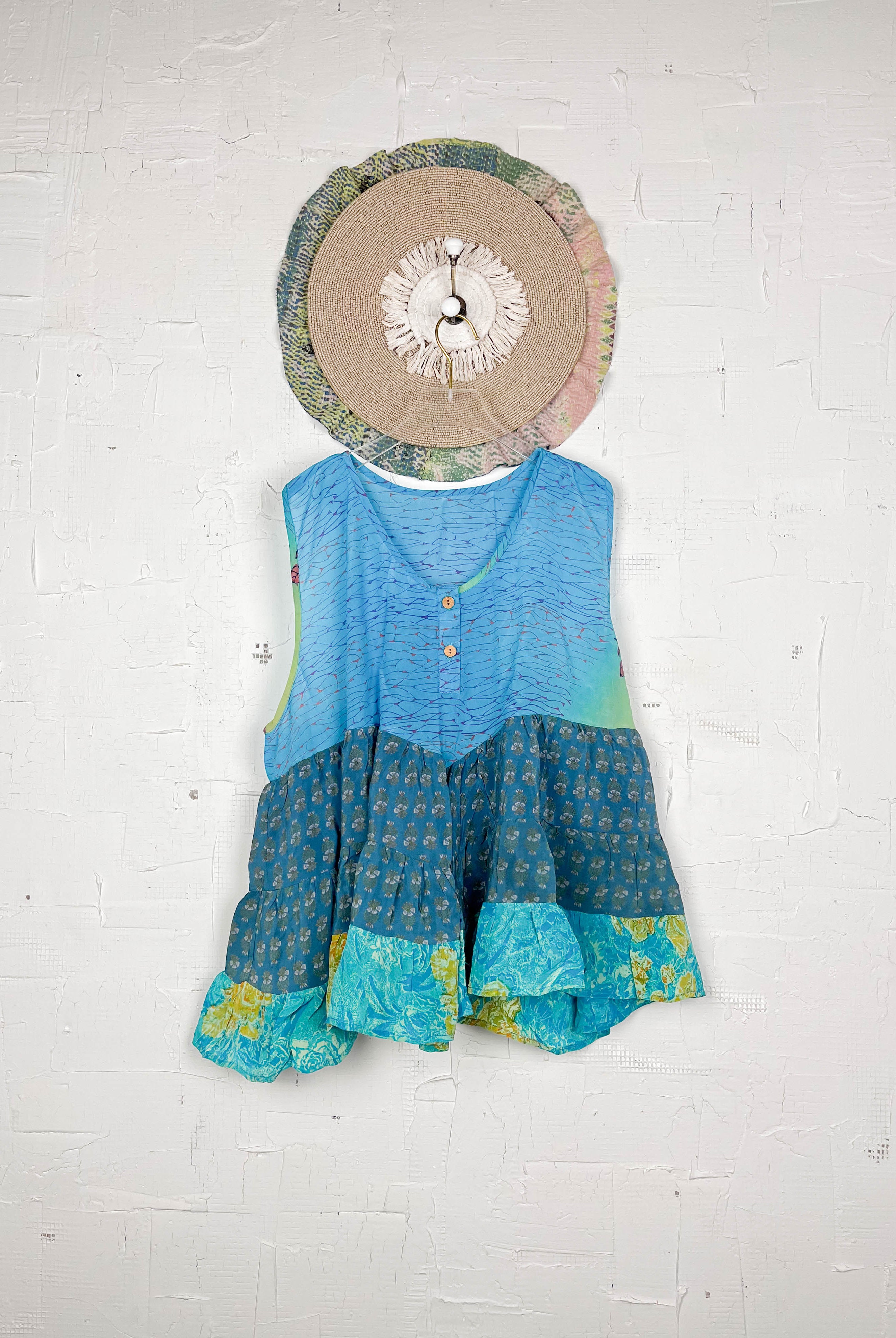 Upcycled silk patchwork top - Love Protect Sustain