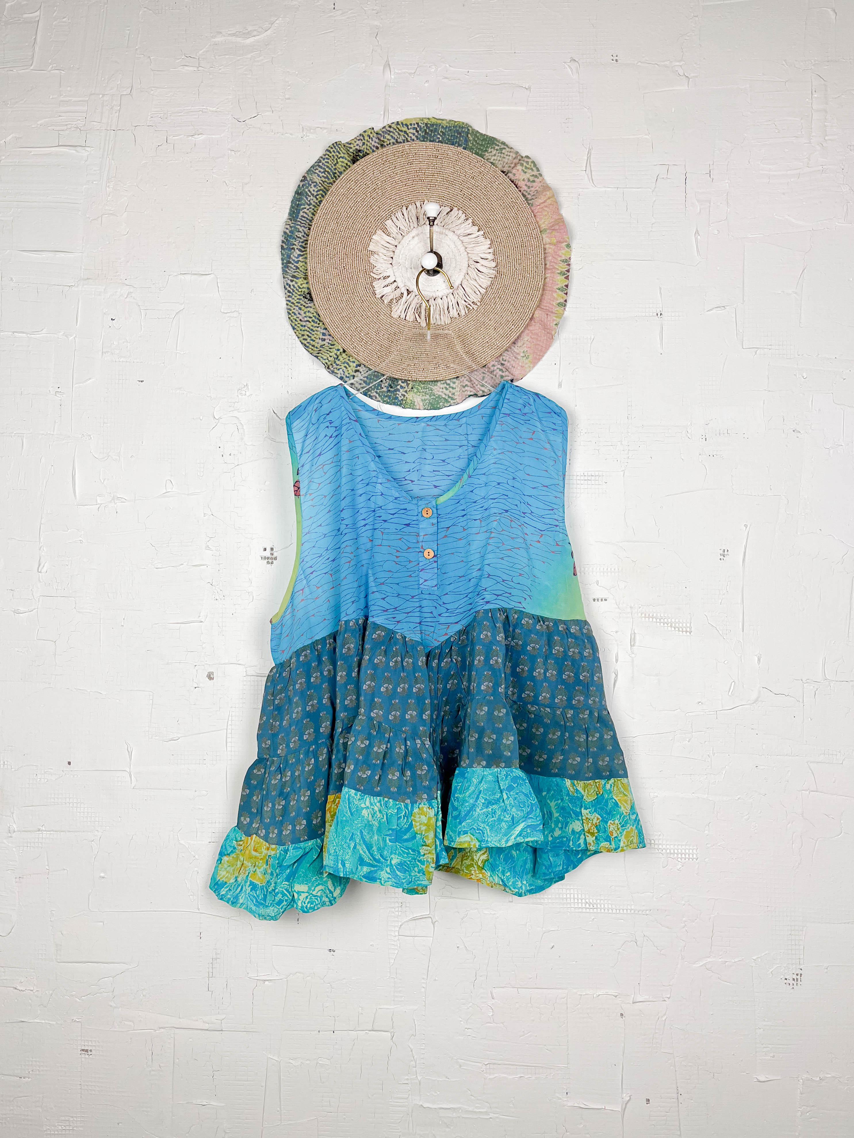 Upcycled silk patchwork top - Love Protect Sustain