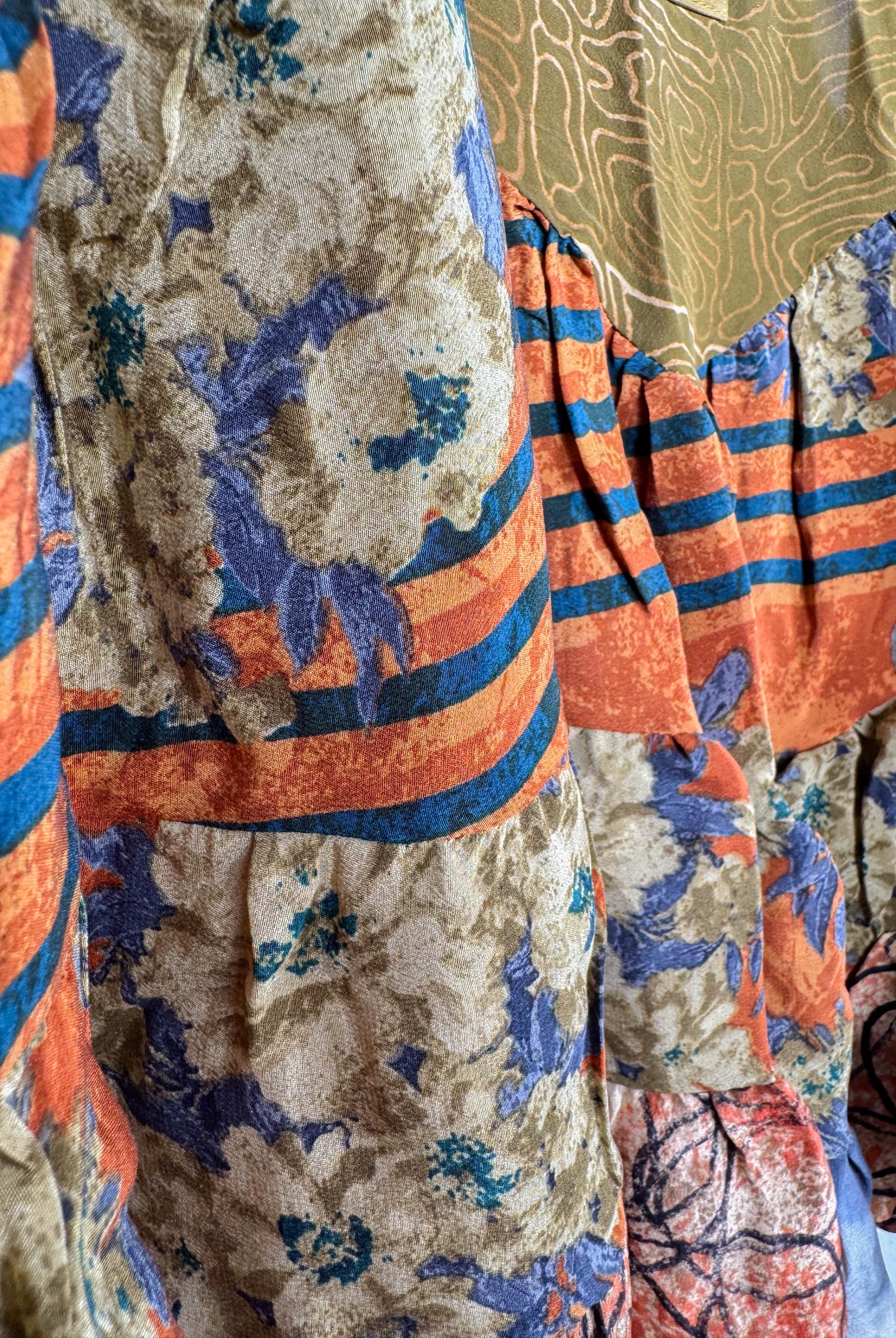 Upcycled silk patchwork top - Love Protect Sustain