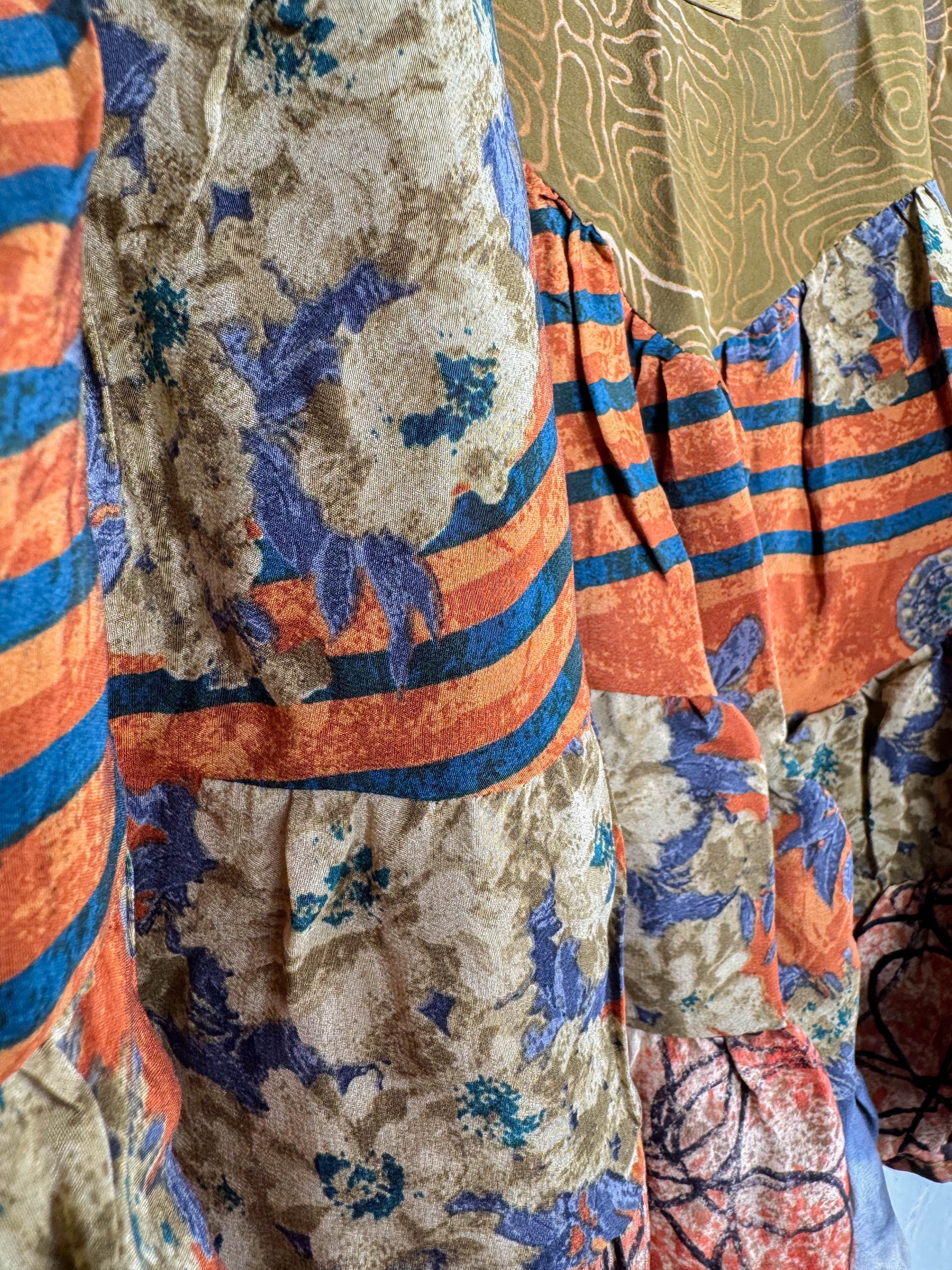 Upcycled silk patchwork top - Love Protect Sustain